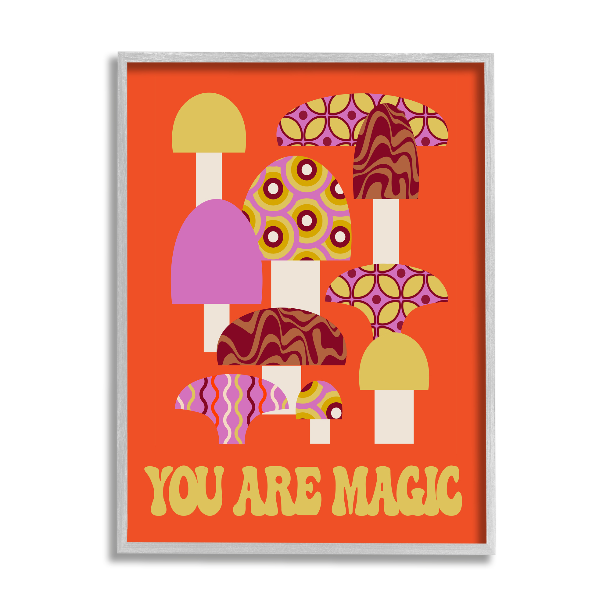 Stupell Industries You Are Magic Mushrooms Botanical & Floral Painting Gray Framed Art Print Wall Art, 11 x 14