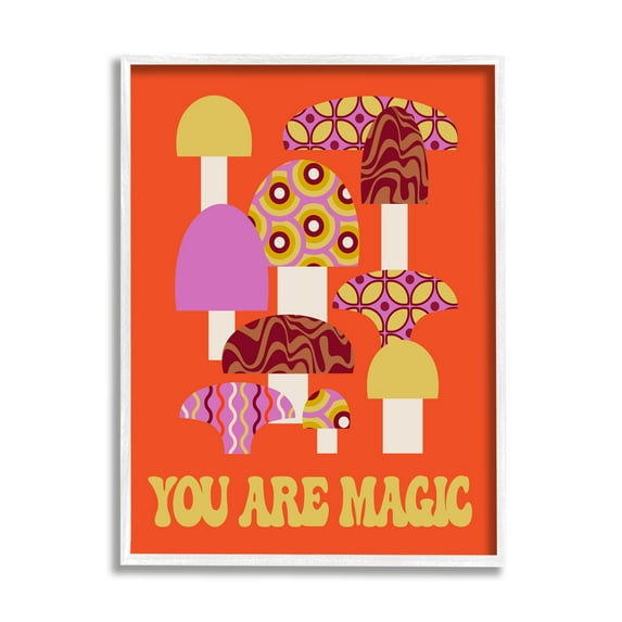 Stupell Industries You Are Magic Mushrooms Botanical & Floral Painting White Framed Art Print Wall Art, 16 x 20