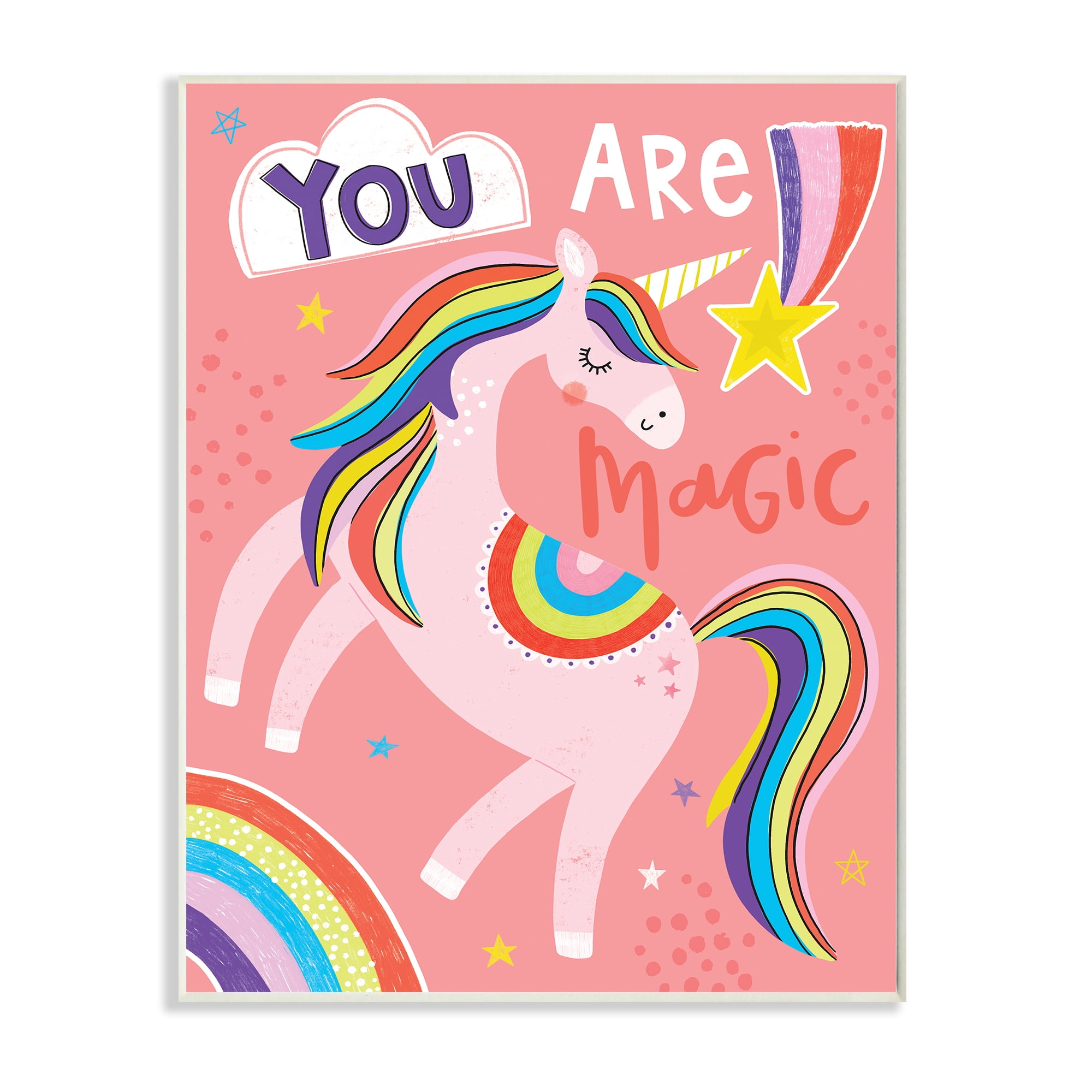 Stupell Industries You Are Magic Phrase Pink Unicorn Rainbow,13 x 19,Designed by Lisa Barlow