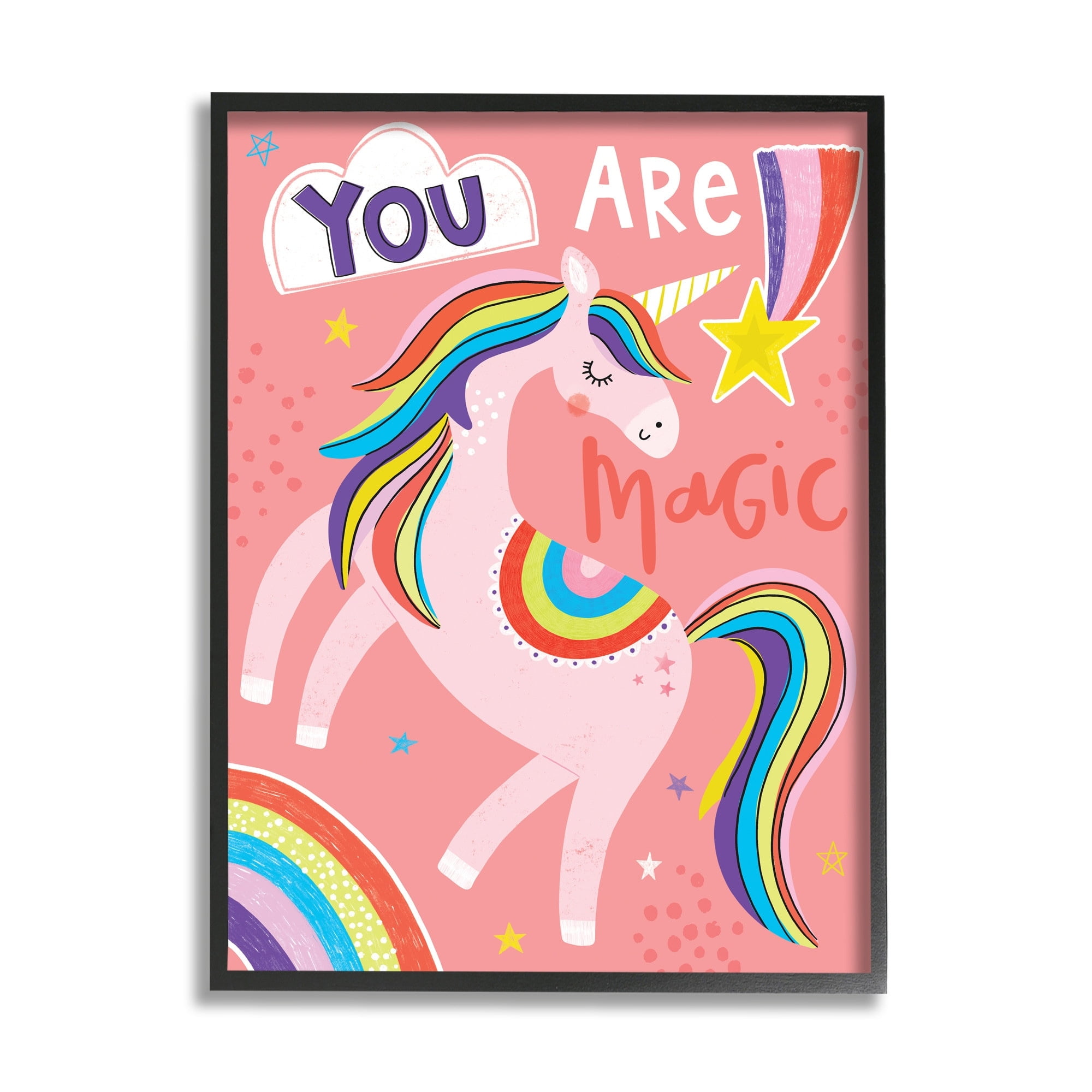 Stupell Industries You Are Magic Phrase Pink Unicorn Rainbow,24 x 30,Designed by Lisa Barlow