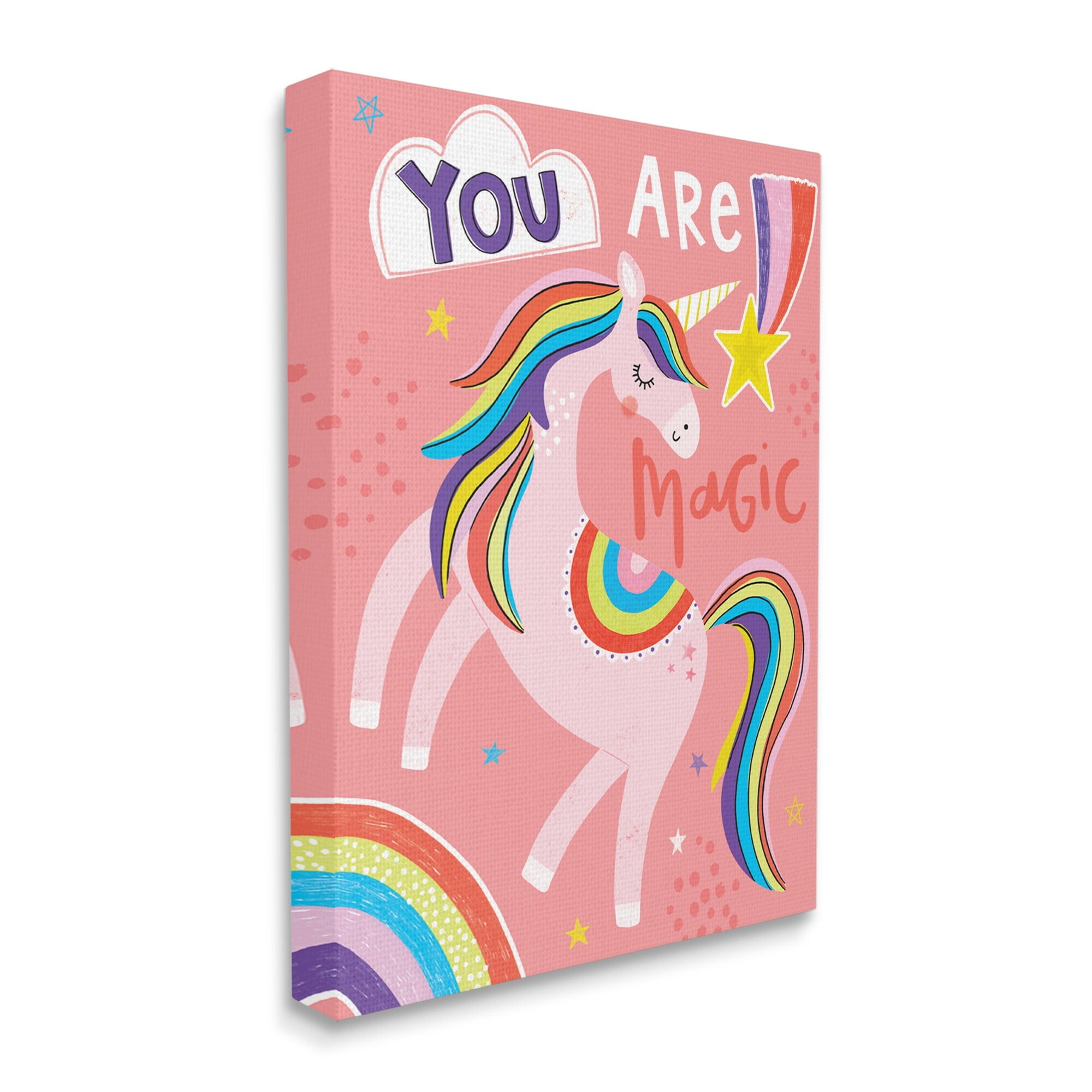 Stupell Industries You Are Magic Phrase Pink Unicorn Rainbow,24 x 30,Designed by Lisa Barlow