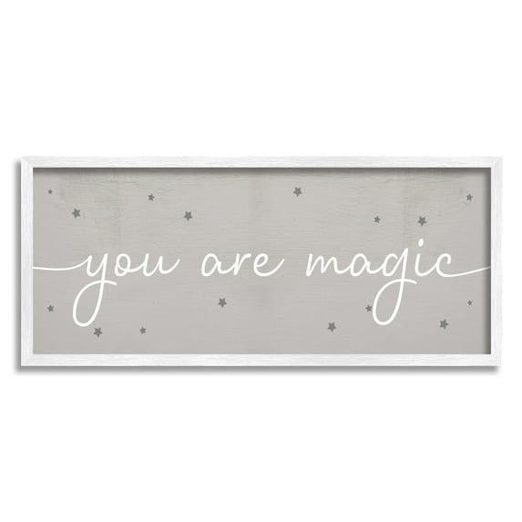 Stupell Industries You Are Magic Playful Typography Stars Grey White Modern Painting White Framed Art Print Wall Art, 13 x 30, Design by Daphne Polselli