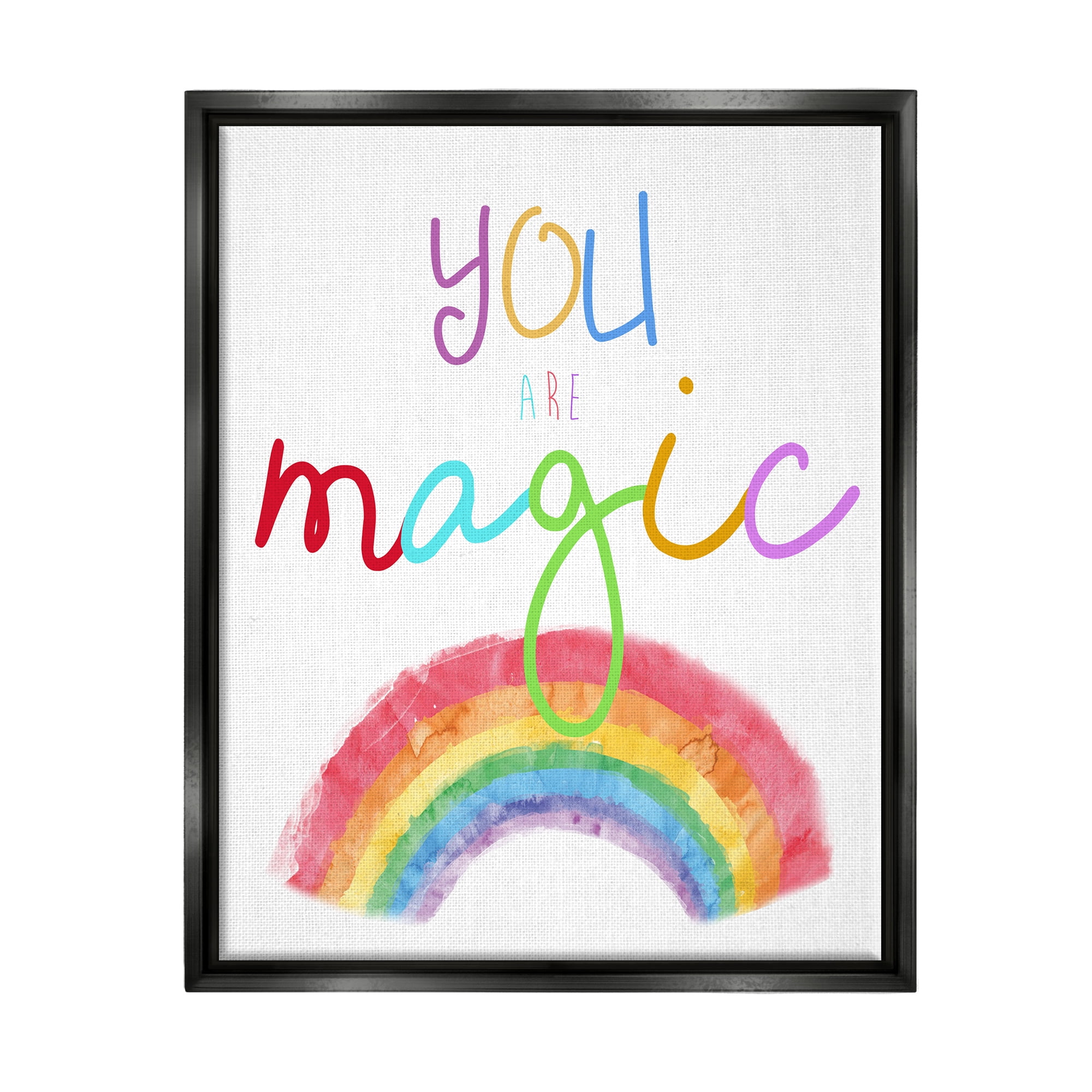 Stupell Industries You Are Magic Rainbow Landscape Painting Black Floater Framed Canvas Art Print Wall Art, 25 x 31