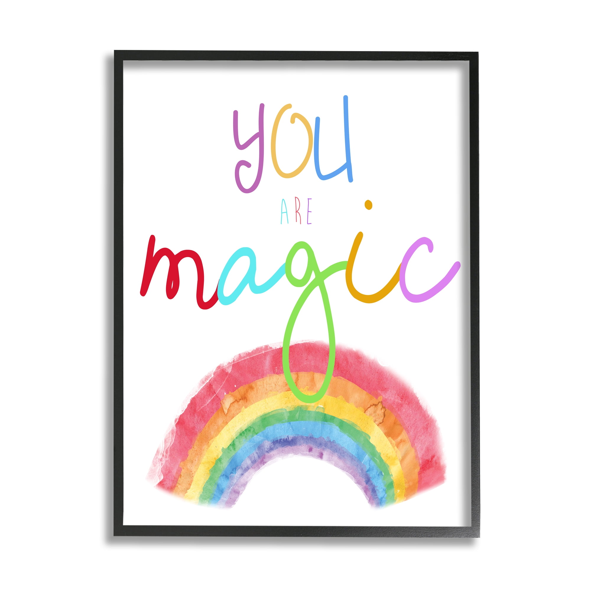 Stupell Industries You Are Magic Rainbow Landscape Painting Black Framed Art Print Wall Art, 16 x 20