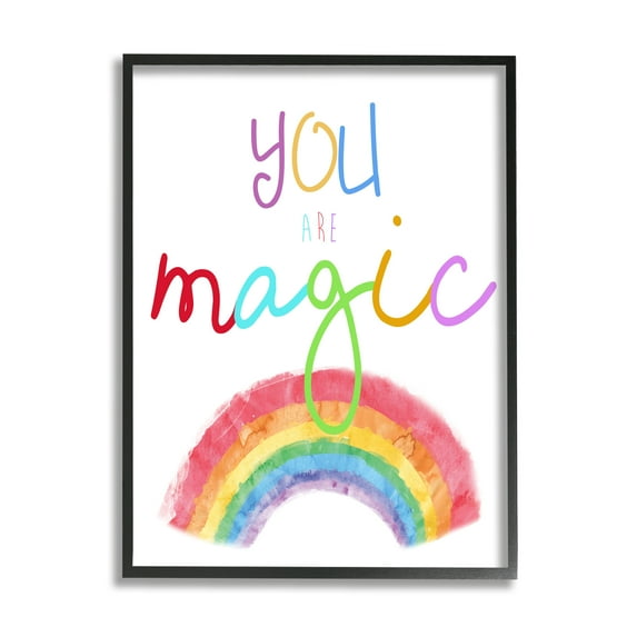 Stupell Industries You Are Magic Rainbow Landscape Painting Black Framed Art Print Wall Art, 24 x 30
