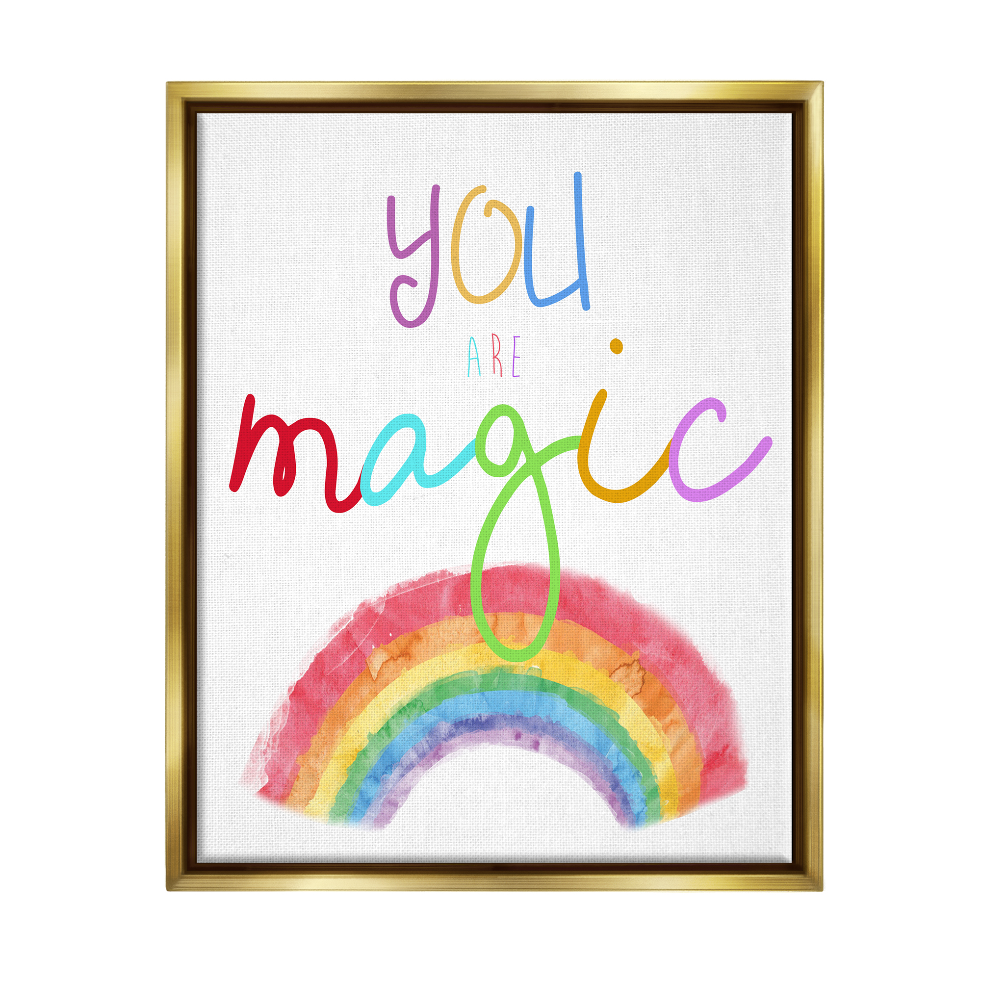 Stupell Industries You Are Magic Rainbow Landscape Painting Gold Floater Framed Canvas Art Print Wall Art, 17 x 21