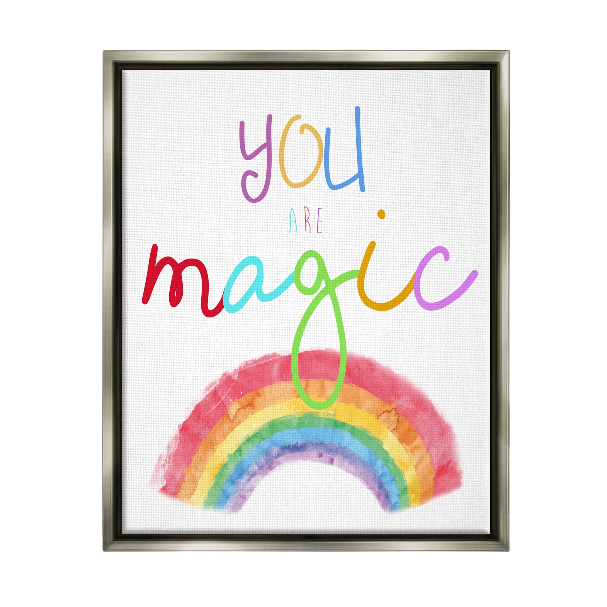 Stupell Industries You Are Magic Rainbow Landscape Painting Gray Floater Framed Canvas Art Print Wall Art, 25 x 31