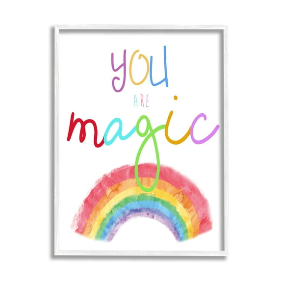 Stupell Industries You Are Magic Rainbow Landscape Painting White Framed Art Print Wall Art, 16 x 20