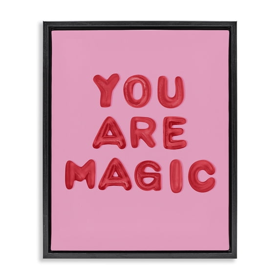 Stupell Industries Contemporary You Are Magic Red & Pink Black Floating Frame Canvas Art, 17 x 21, by LISH Creative