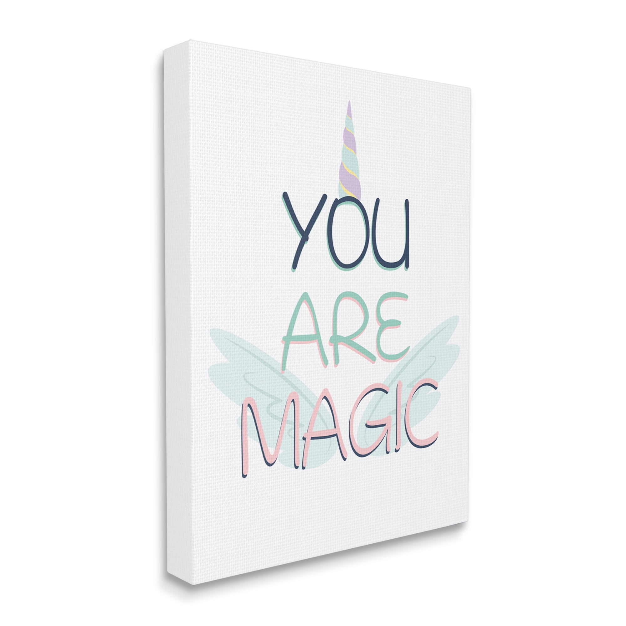 Stupell Industries You Are Magic Sentiment Unicorn Horn and Wings Inspirational Painting Gallery Wrapped Canvas Print Wall Art, 30 x 40