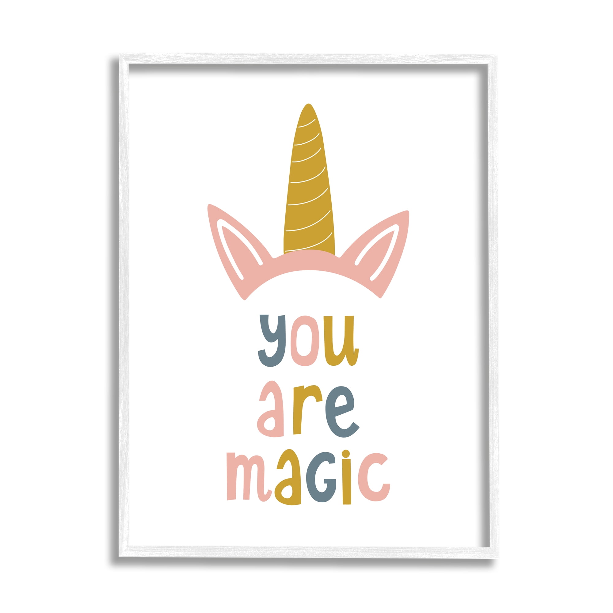 Stupell Industries You Are Magic Unicorn Horn Fairy Tales & Fantasy Painting White Framed Art Print Wall Art, 11 x 14