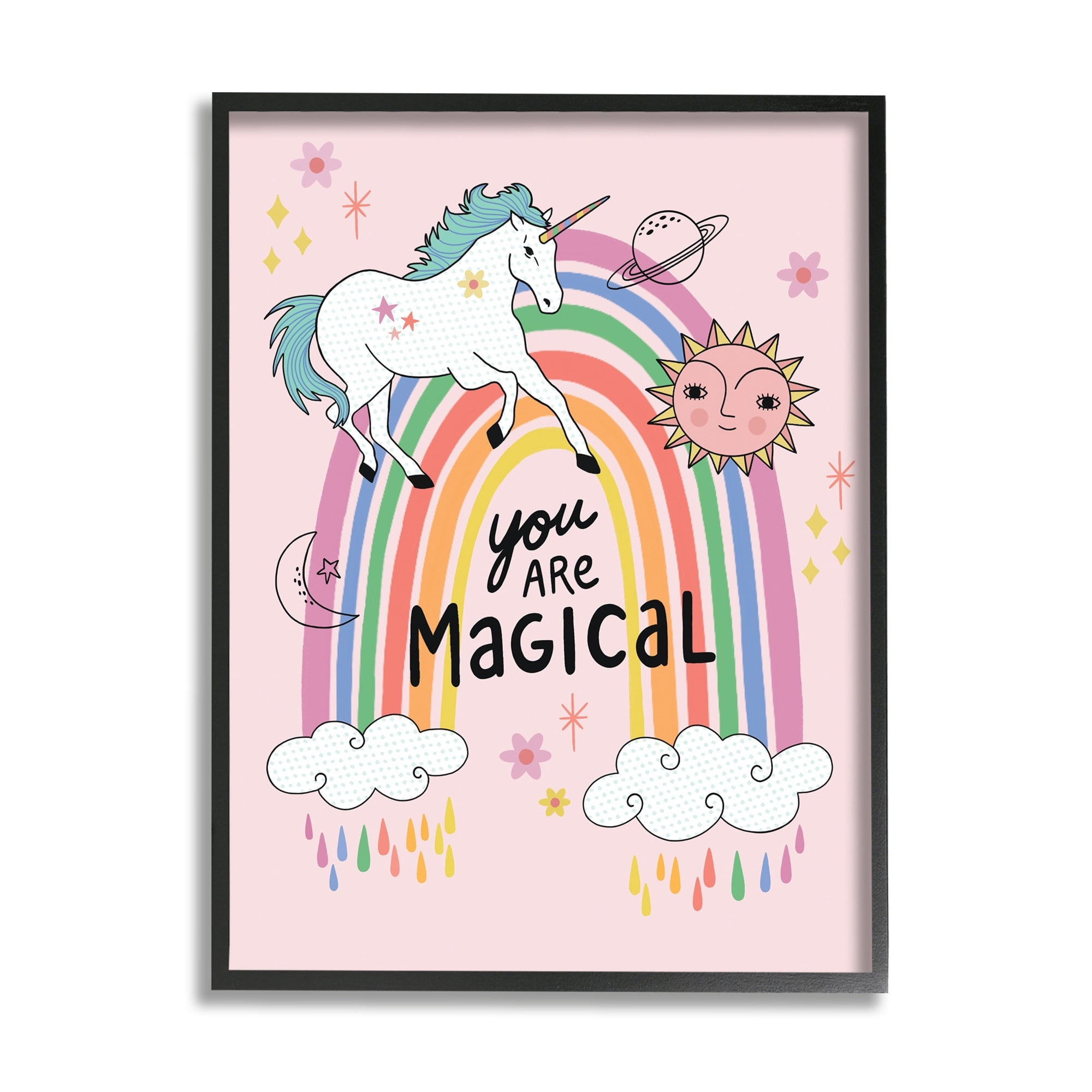 Stupell Industries You Are Magical Phrase Fantasy Unicorn Rainbow Design by Nina Seven
