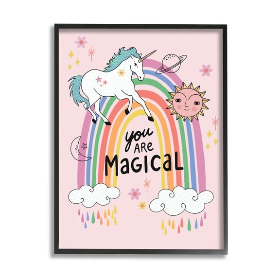 Stupell Industries You Are Magical Phrase Fantasy Unicorn Rainbow Design by Nina Seven