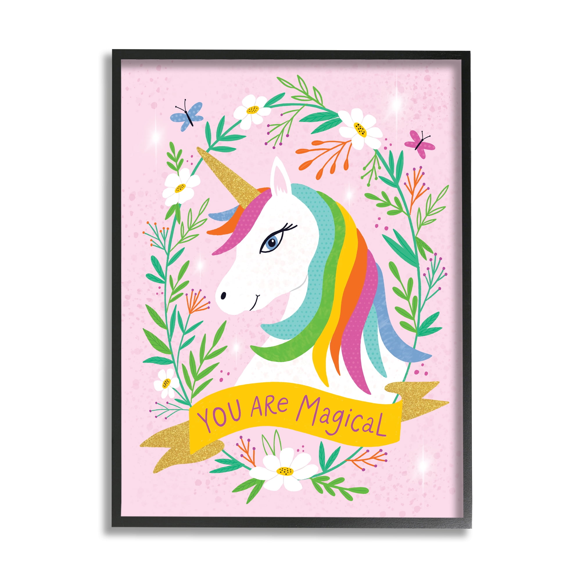 Stupell Industries You Are Magical Phrase Playful Kids Rainbow Unicorn, 24 x 30, Design by Nina Seven
