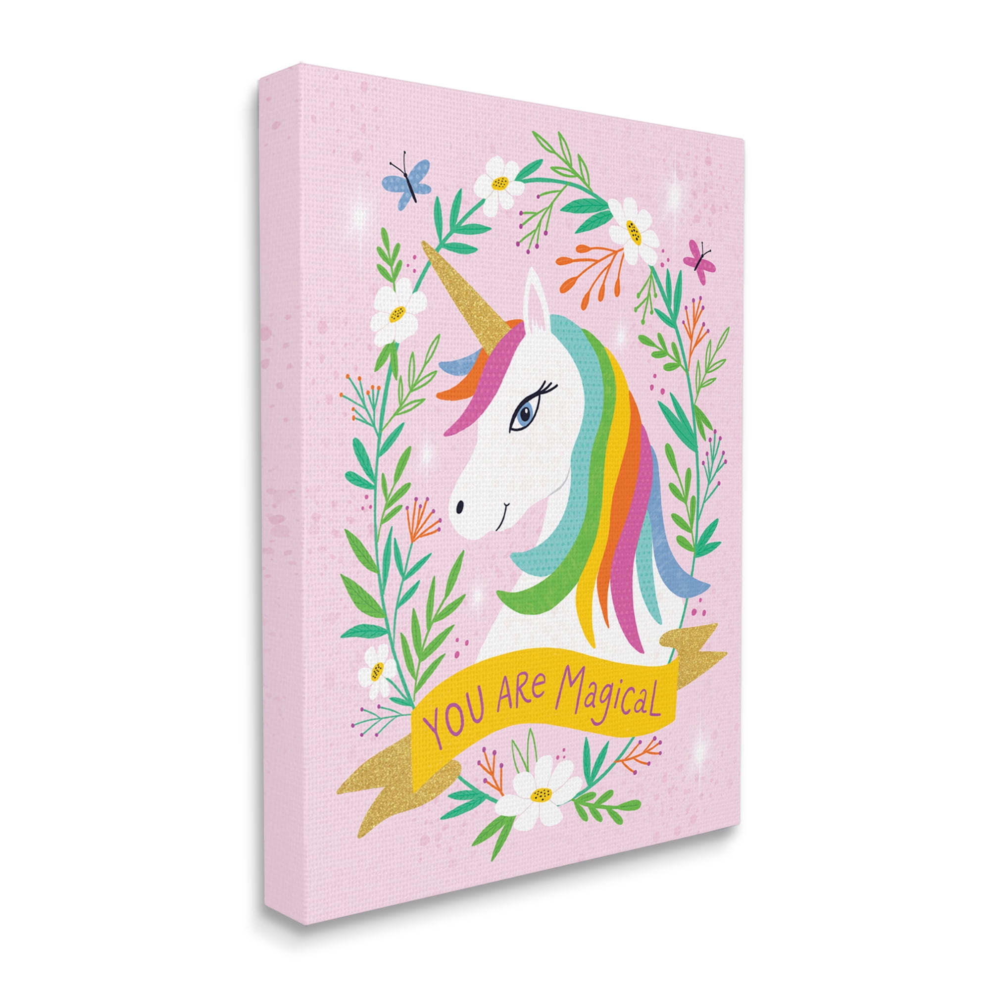 Stupell Industries You Are Magical Phrase Playful Kids Rainbow Unicorn, 30 x 40, Design by Nina Seven