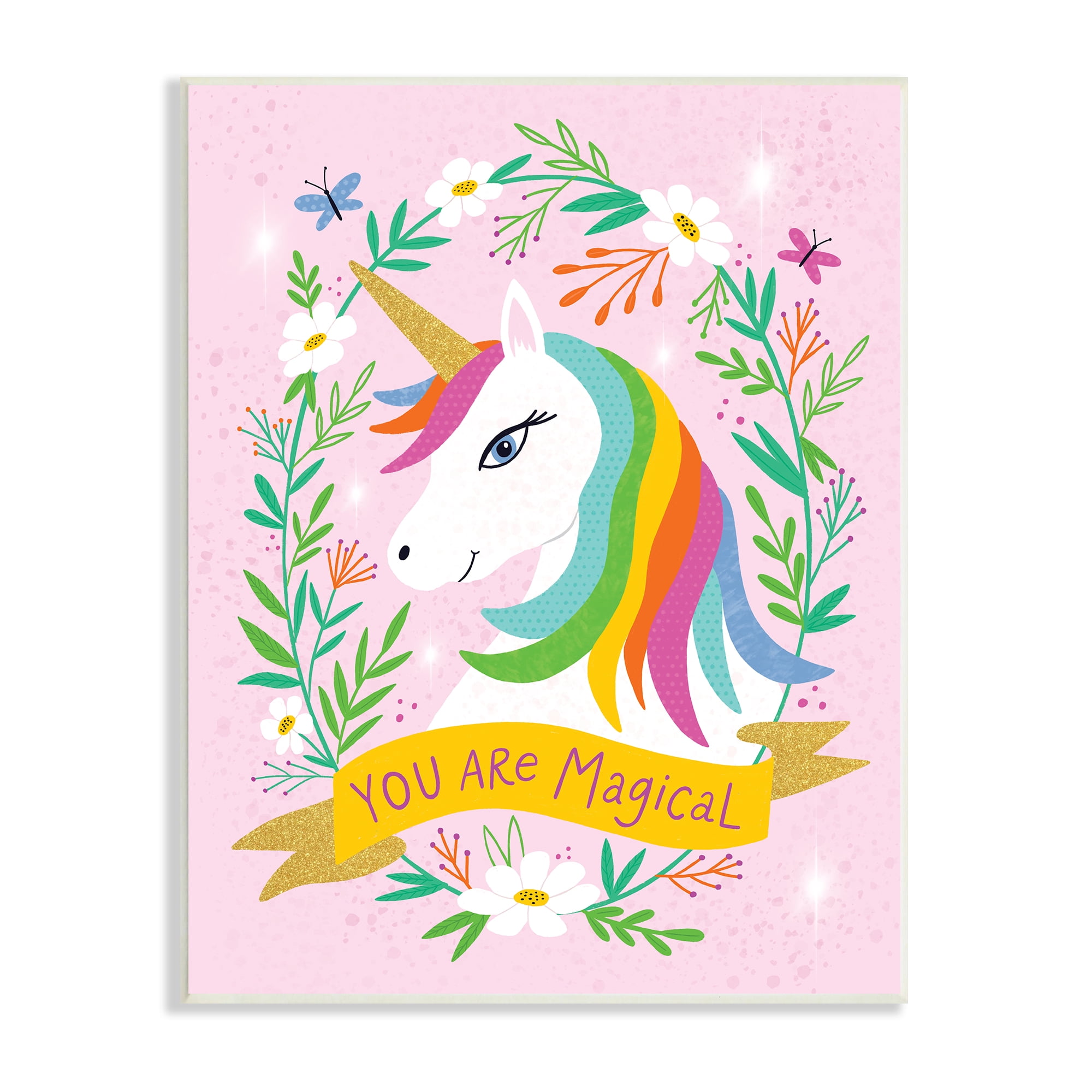Stupell Industries You Are Magical Phrase Playful Kids Rainbow Unicorn Fairy Tales & Fantasy Painting Unframed Art Print Wall Art, 10 x 15