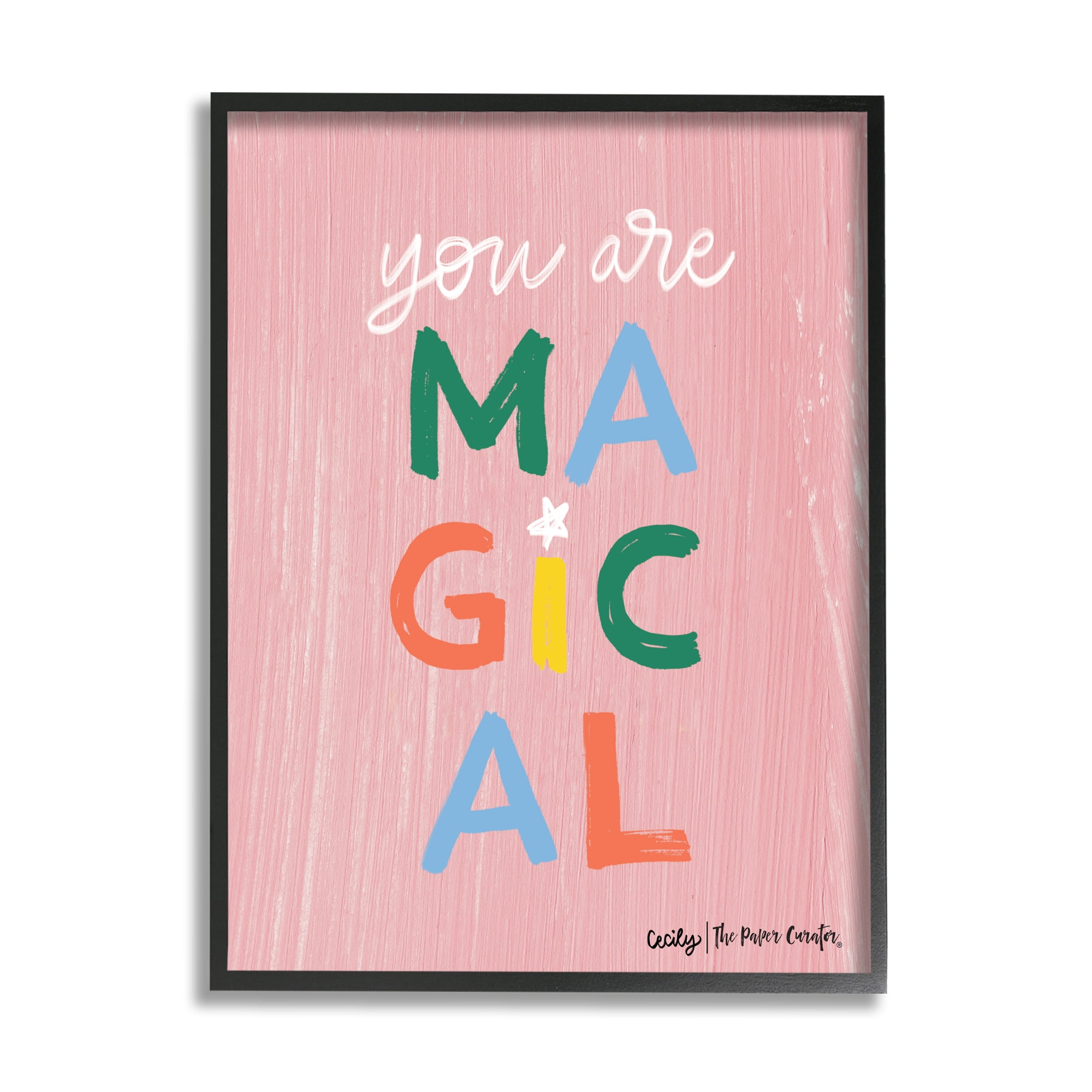 Stupell Industries You Are Magical Rainbow Letters Whimsical Paint Strokes Graphic Art Black Framed Art Print Wall Art, Design by Cecily Moore