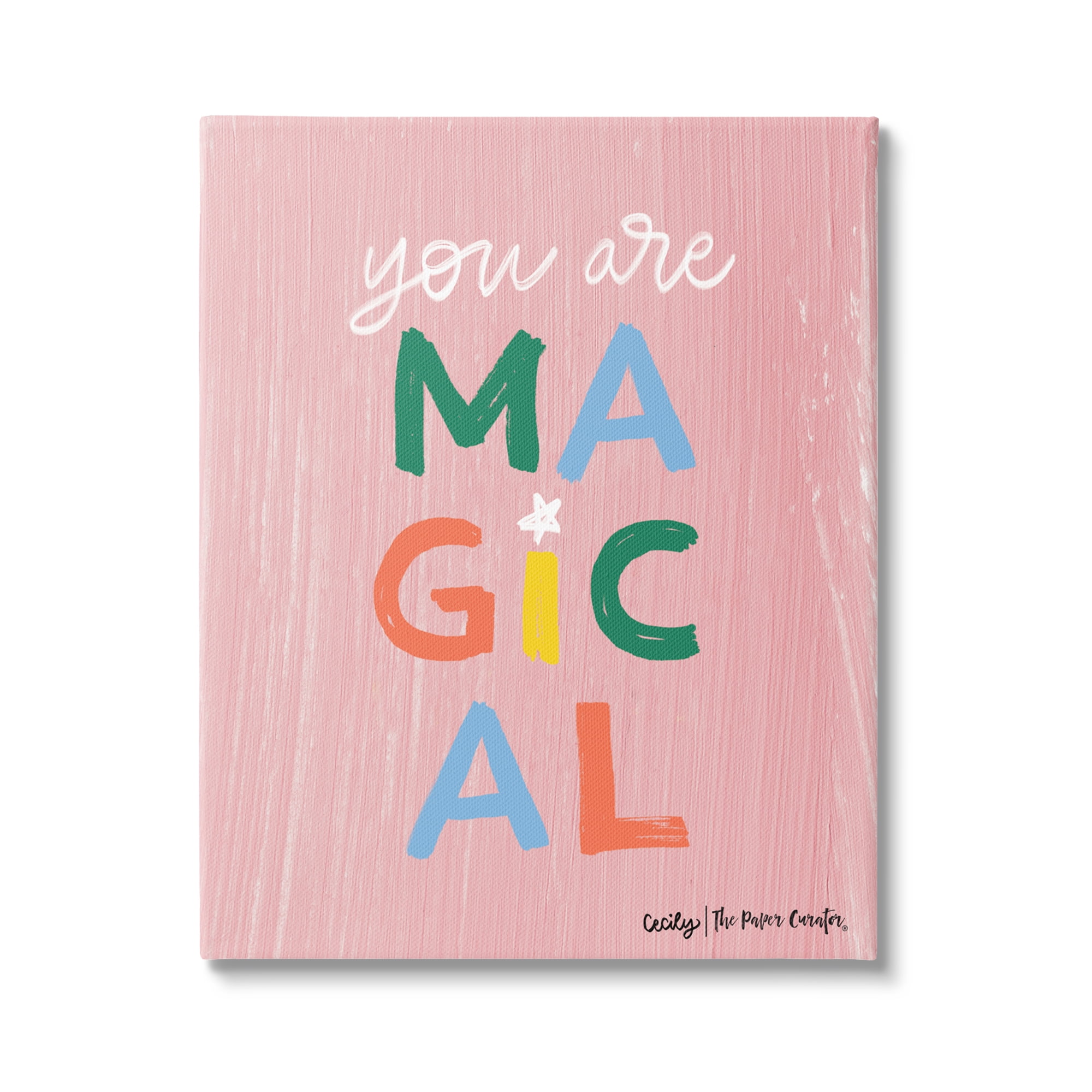 Stupell Industries You Are Magical Rainbow Letters Whimsical Paint Strokes Graphic Art Gallery Wrapped Canvas Print Wall Art, Design by Cecily Moore