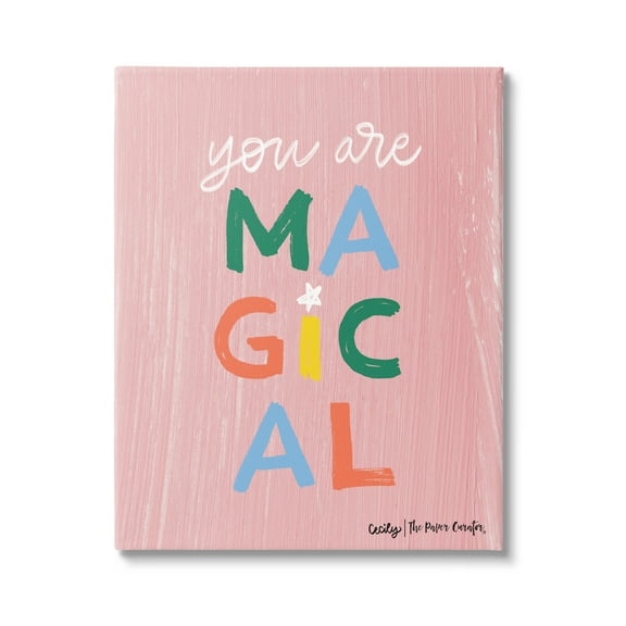 Stupell Industries You Are Magical Rainbow Letters Whimsical Paint Strokes Graphic Art Gallery Wrapped Canvas Print Wall Art, Design by Cecily Moore