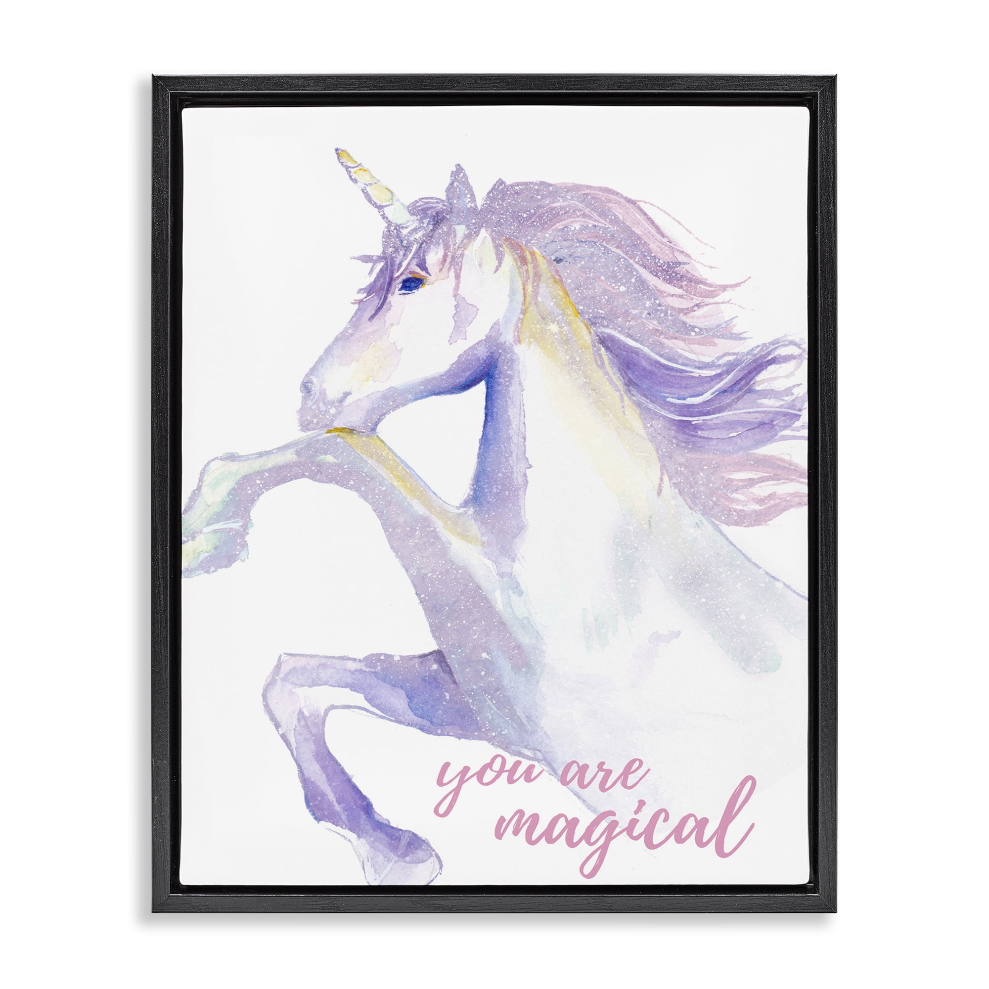 Stupell Industries You Are Magical Unicorn Fairy Tales & Fantasy Painting Black Floater Framed Art Print Wall Art, 17 x 21