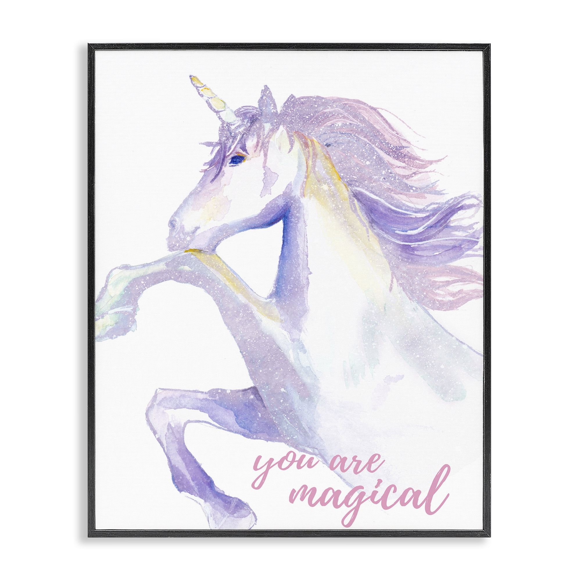 Stupell Industries You Are Magical Unicorn Fairy Tales & Fantasy Painting Black Framed Art Print Wall Art, 16 x 20