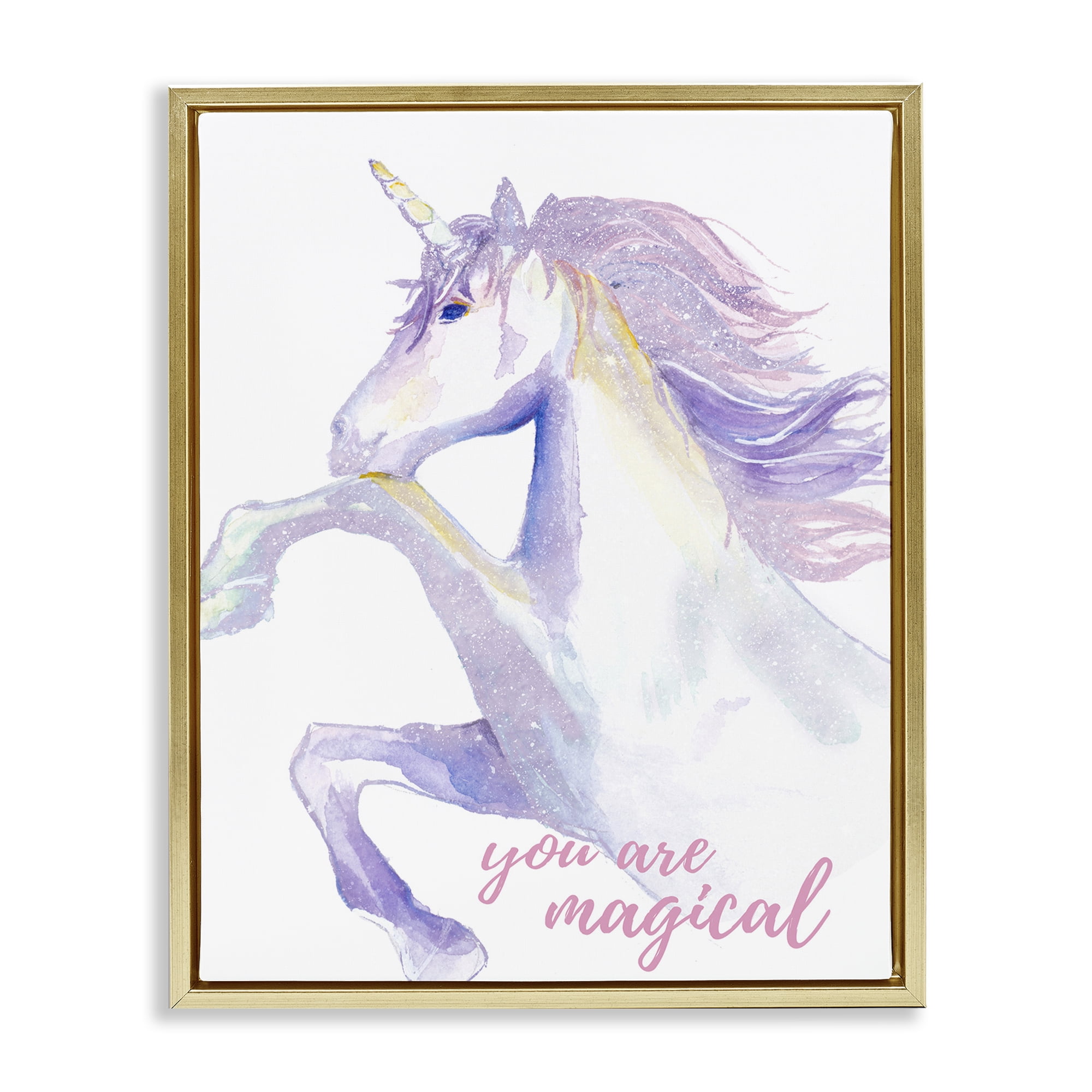 Stupell Industries You Are Magical Unicorn Fairy Tales & Fantasy Painting Gold Floater Framed Art Print Wall Art, 25 x 31