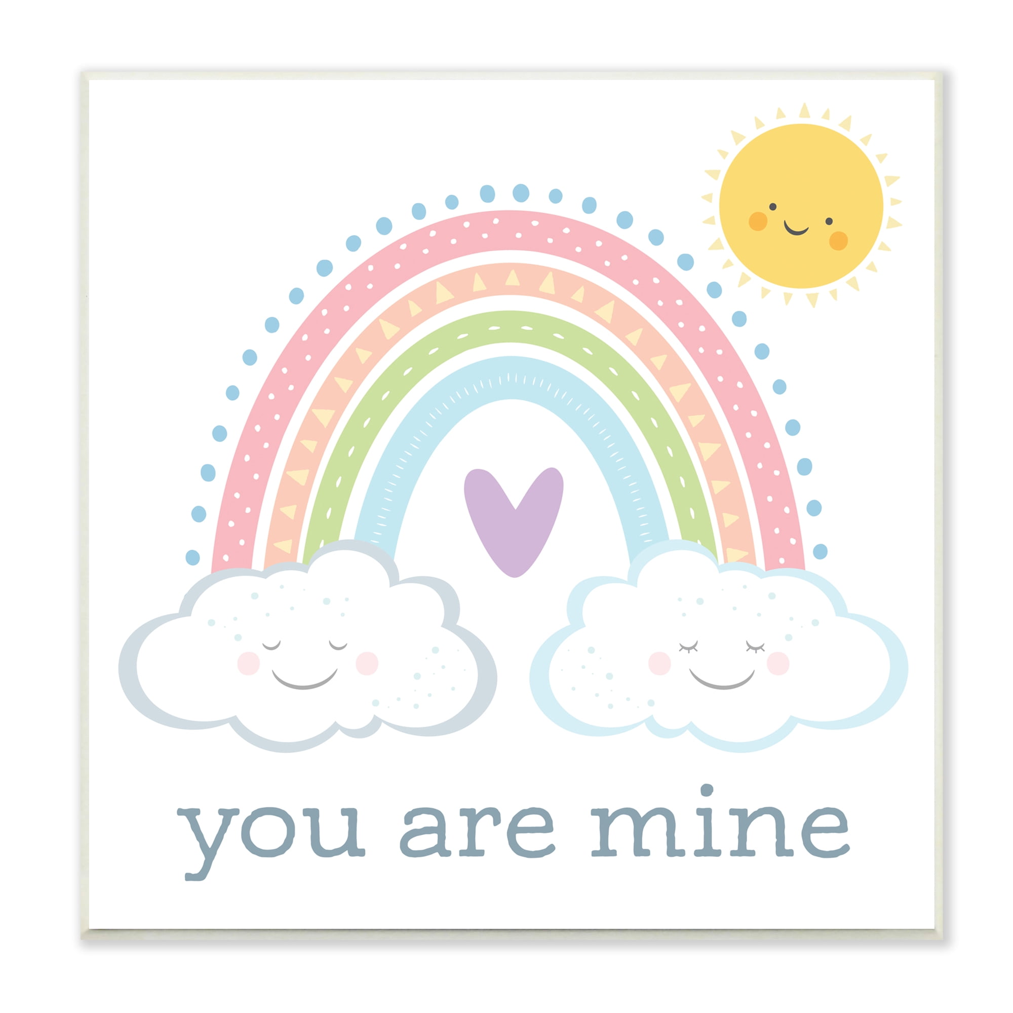 Stupell Industries You Are Mine Expression Smiling Cloud Sun Rainbow, 12 x 12, Designed by AE Design