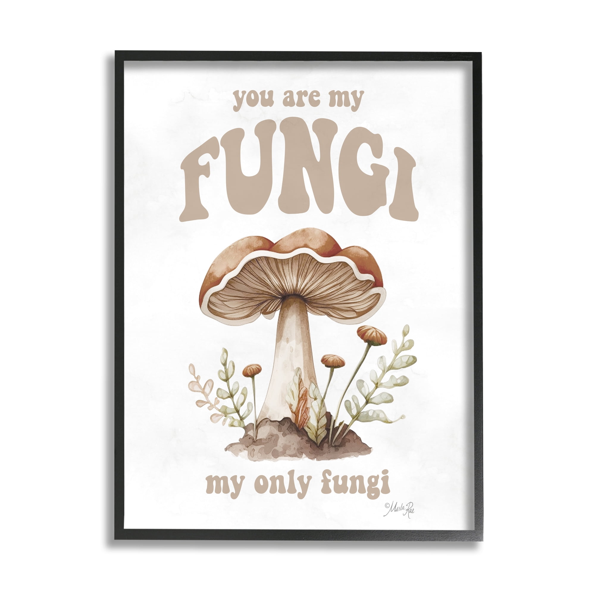 Stupell Industries You Are My Fungi Phrase Botanical & Floral Painting Black Framed Art Print Wall Art, 11 x 14