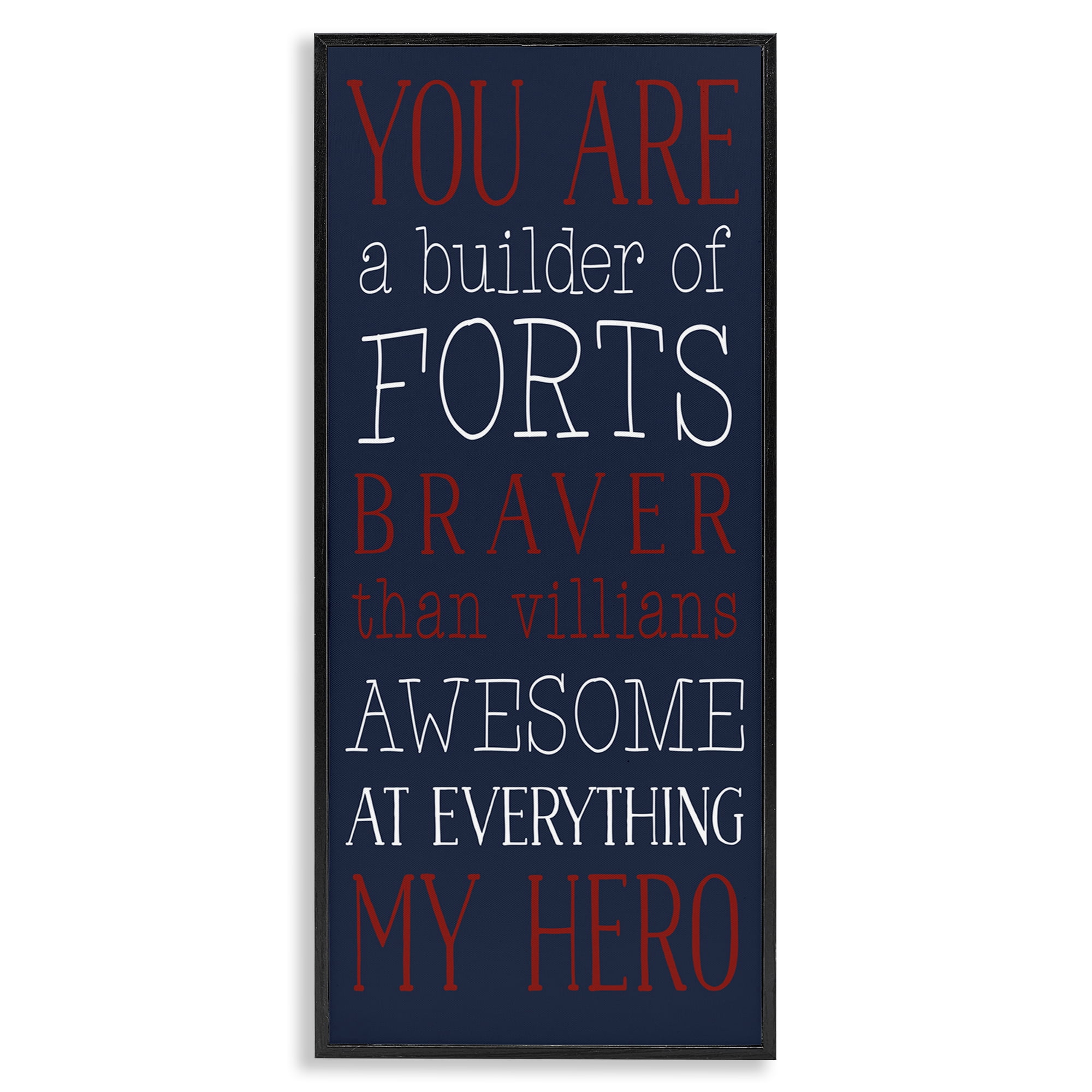 Stupell Industries You Are My Hero Typography Painting Black Framed Art Print Wall Art, 13 x 30