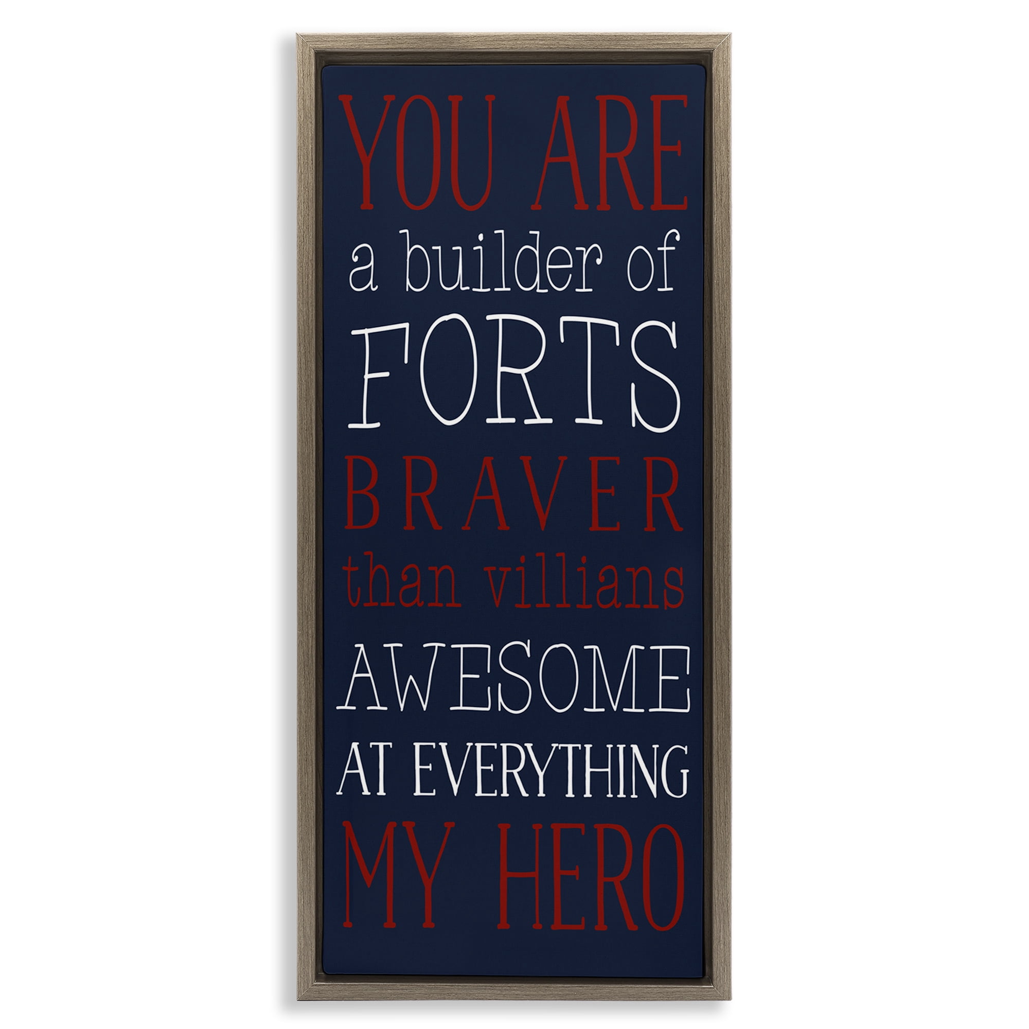 Stupell Industries You Are My Hero Typography Painting Brown Floater Framed Art Print Wall Art, 15 x 31