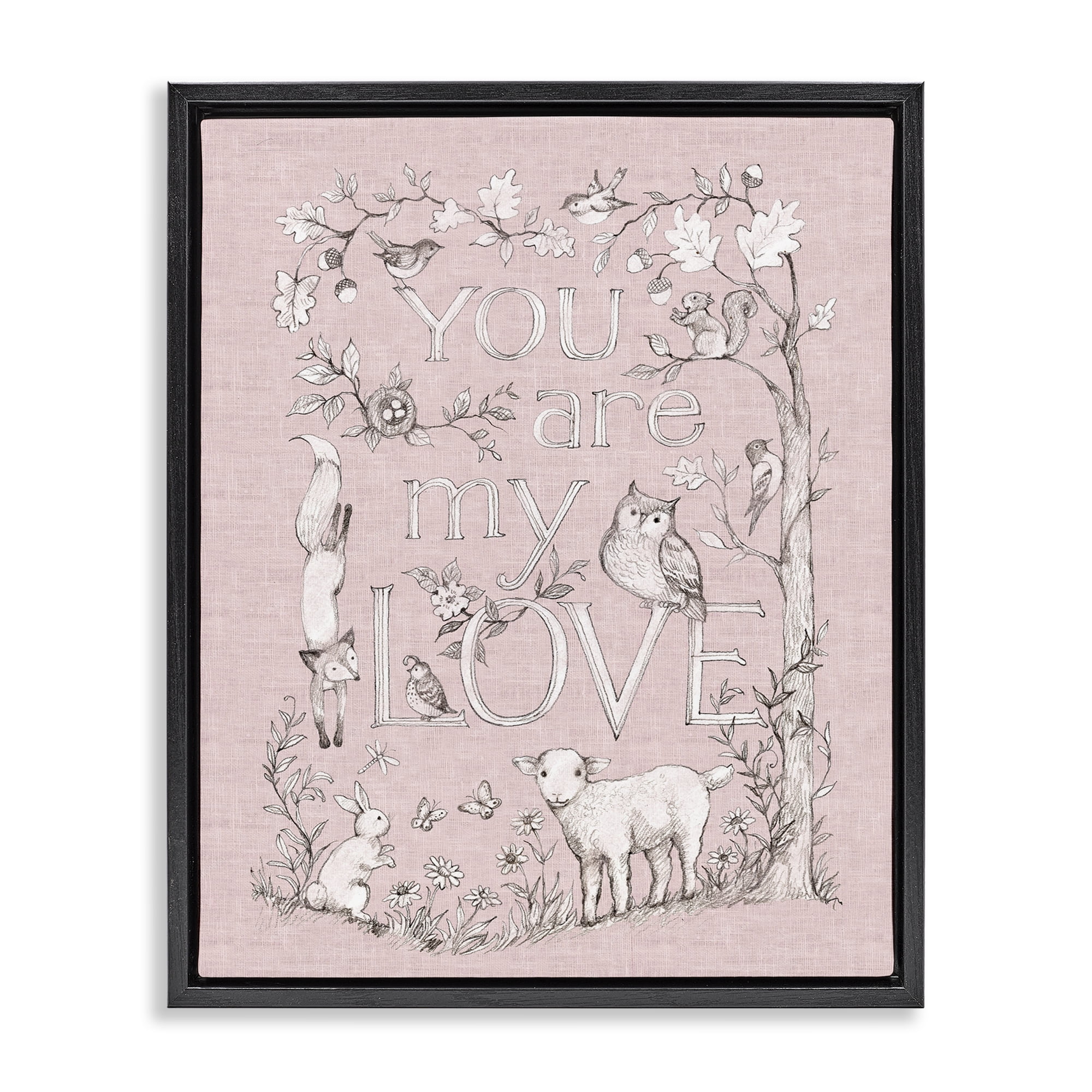 Stupell Industries You Are My Love Black Framed Floater Canvas Wall Art, design by Susan Winget