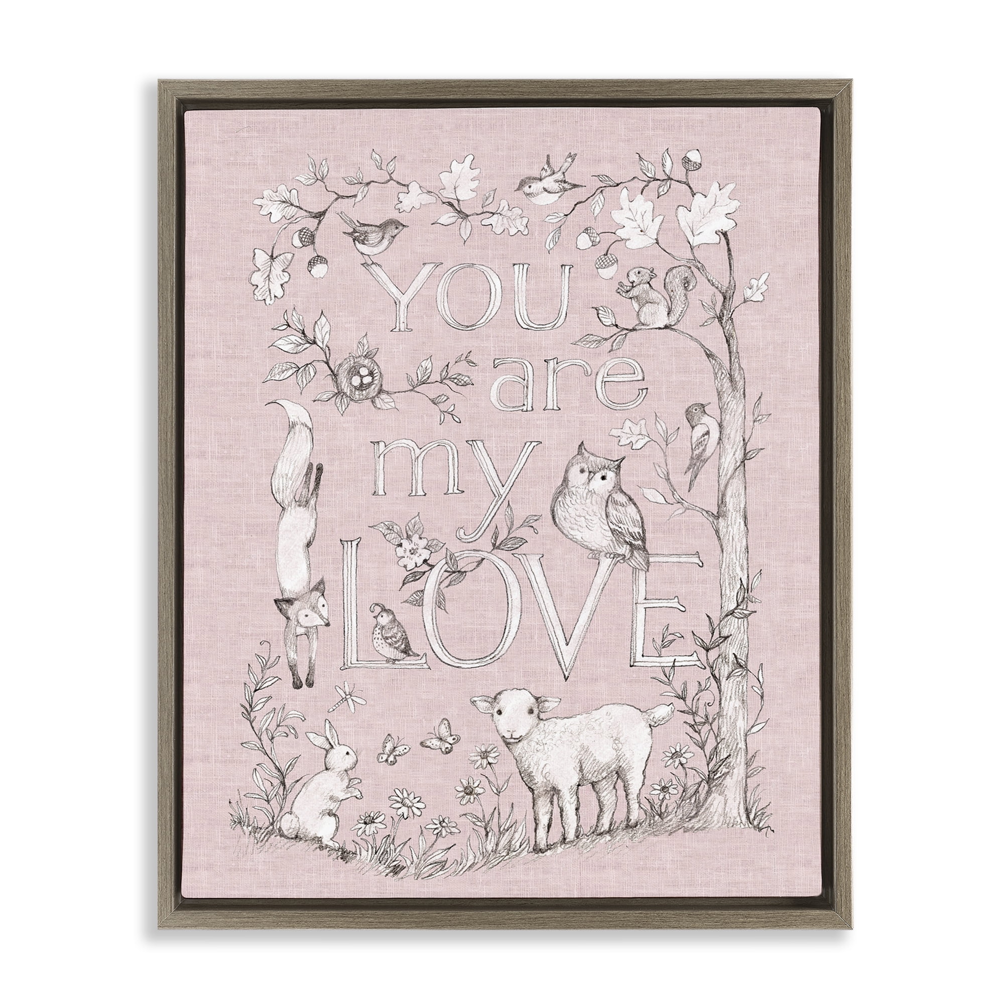 Stupell Industries You Are My Love Brown Framed Floater Canvas Wall Art, design by Susan Winget