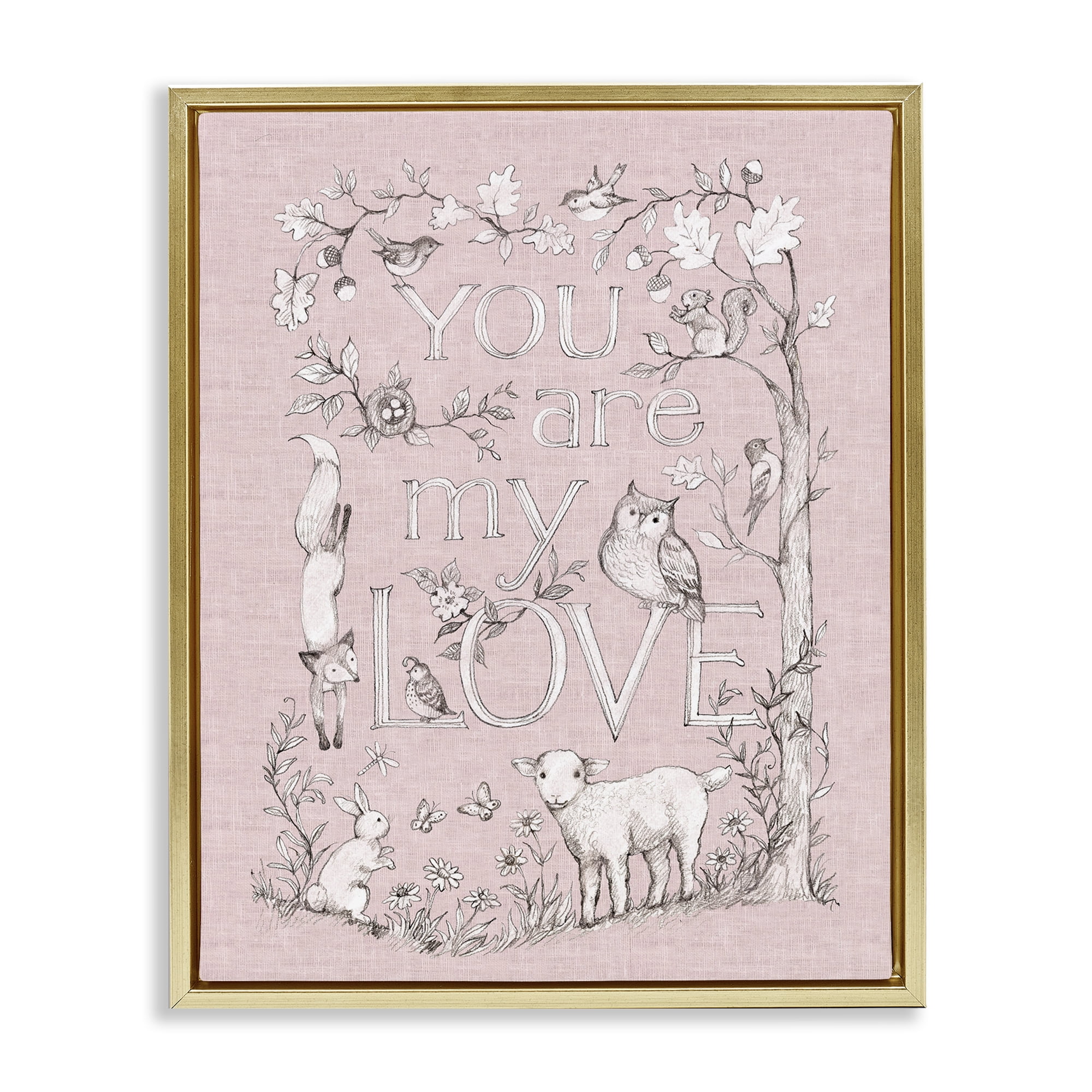 Stupell Industries You Are My Love Gold Framed Floater Canvas Wall Art, design by Susan Winget