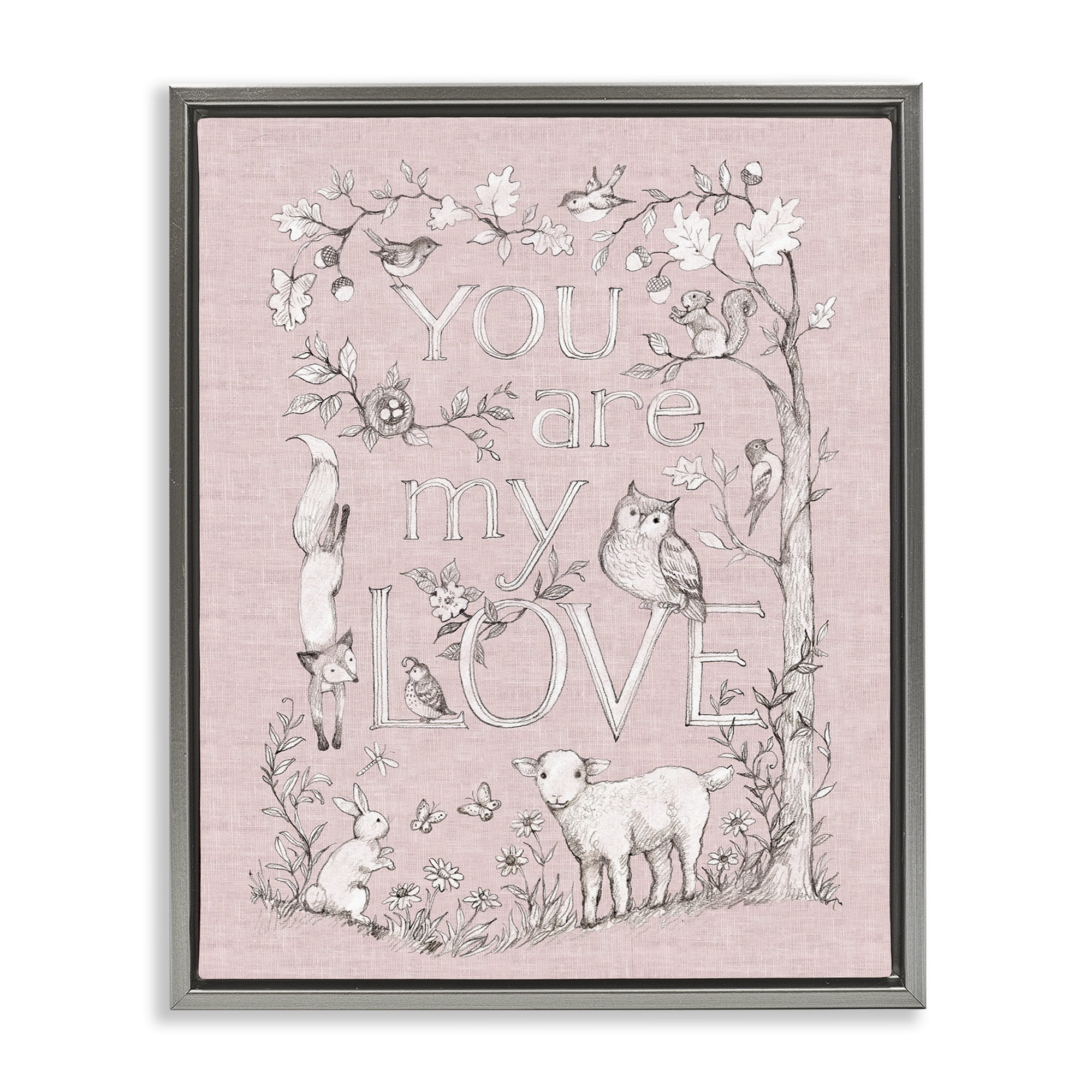 Stupell Industries You Are My Love Gray Framed Floater Canvas Wall Art, design by Susan Winget