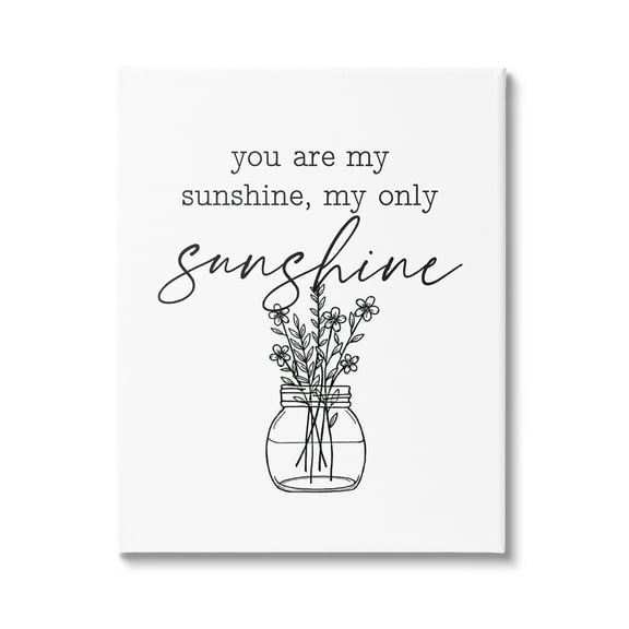 Stupell Industries You Are My Sunshine Floral Daisy Blooms Bouquet Graphic Art Gallery Wrapped Canvas Print Wall Art, Design by Lettered and Lined