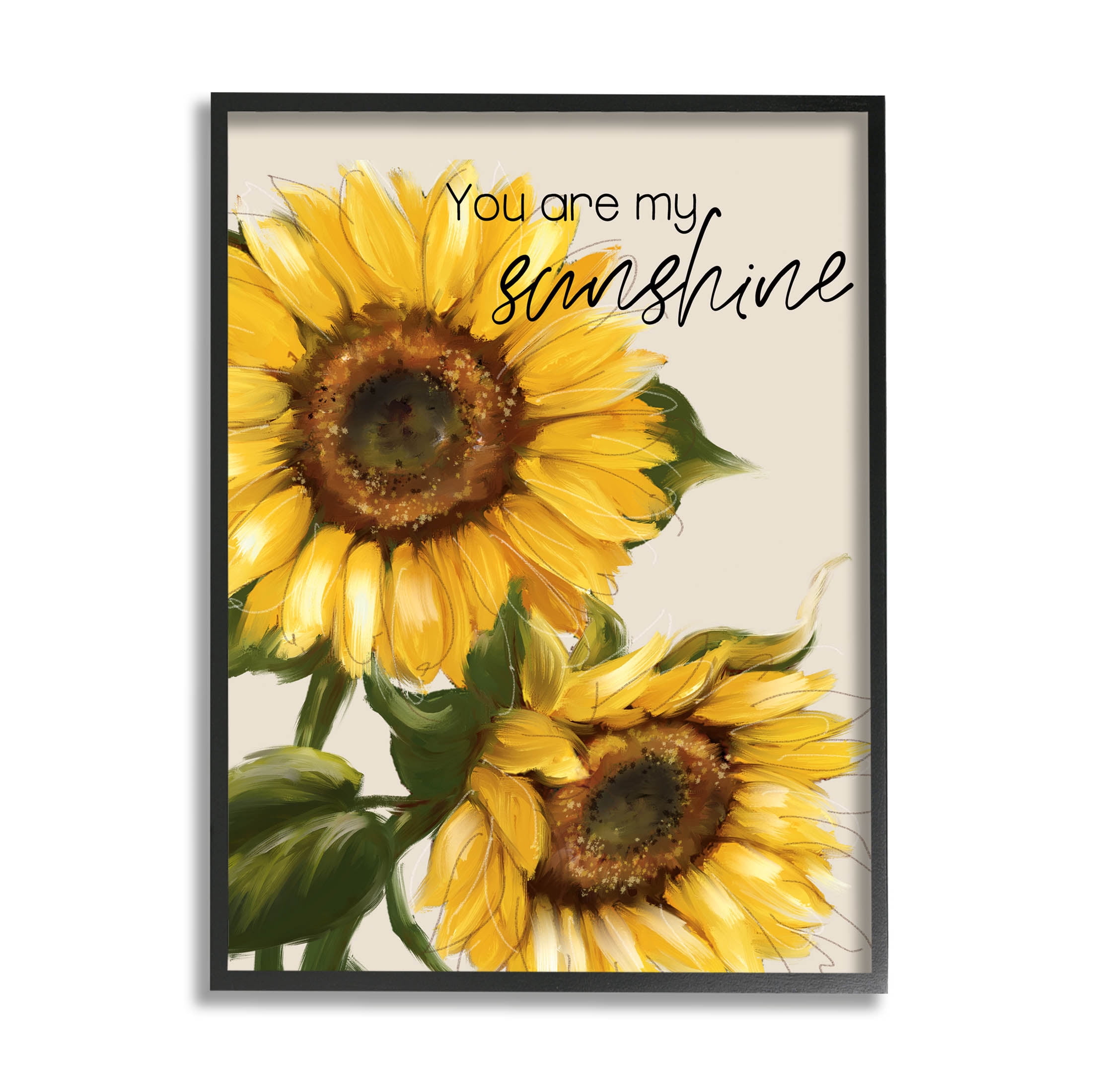 Stupell Industries You Are My Sunshine Sunflower Blooms Graphic Art Black Framed Art Print Wall Art, Design by Conrad Knutsen