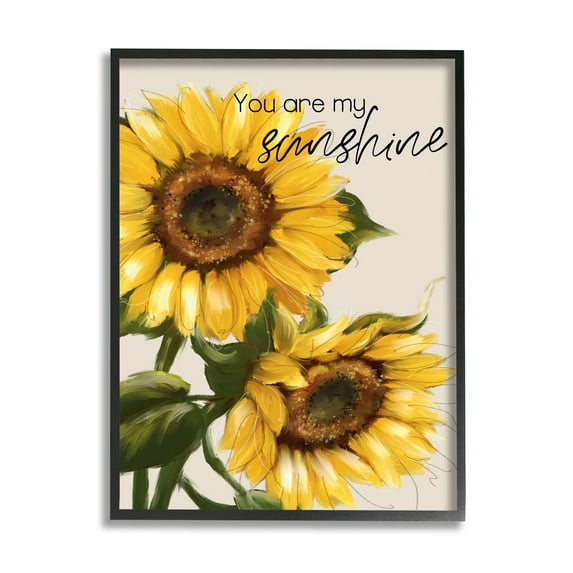 Stupell Industries You Are My Sunshine Vivid Sunflower Blossoms Graphic Art Black Framed Art Print Wall Art, Design by Conrad Knutsen