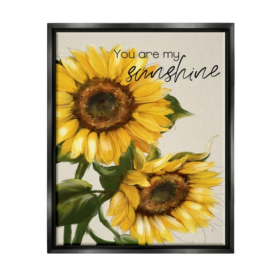 Stupell Industries You Are My Sunshine Vivid Sunflower Blossoms Graphic Art Jet Black Floating Framed Canvas Print Wall Art, Design by Conrad Knutsen