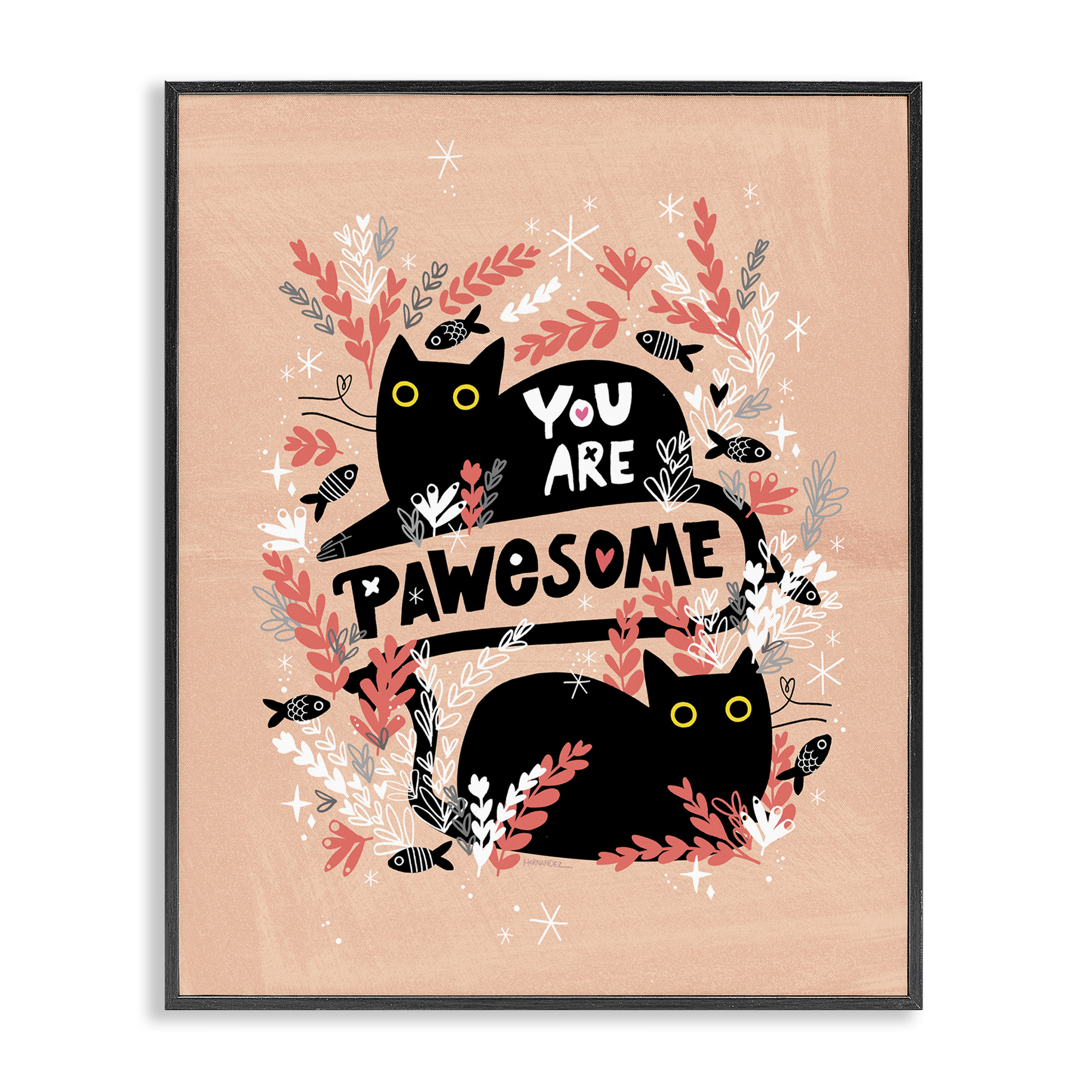 Stupell Industries You Are Pawesome Cats Animals Painting Black Framed Art Print Wall Art, 16 x 20