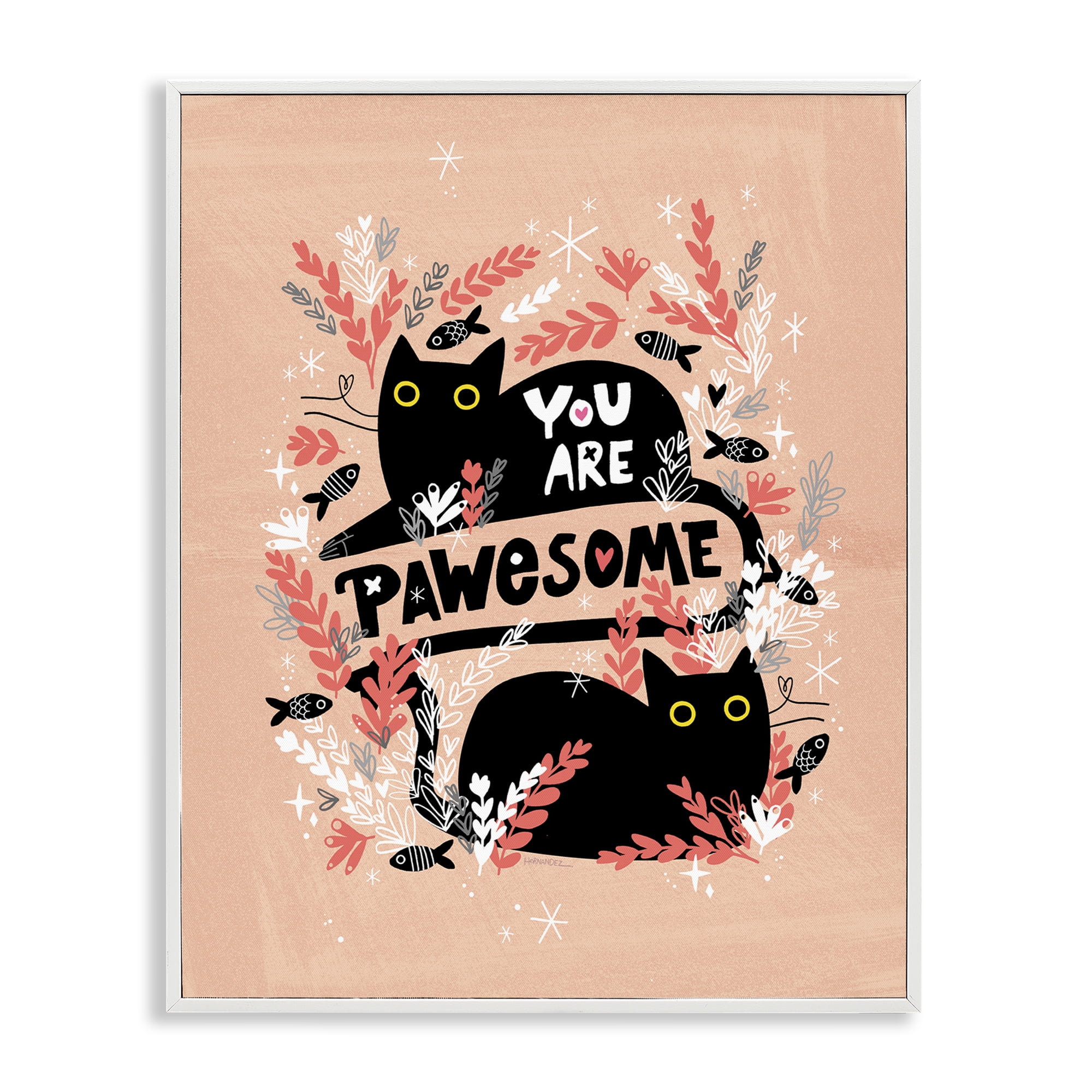 Stupell Industries You Are Pawesome Cats Animals Painting White Framed Art Print Wall Art, 24 x 30