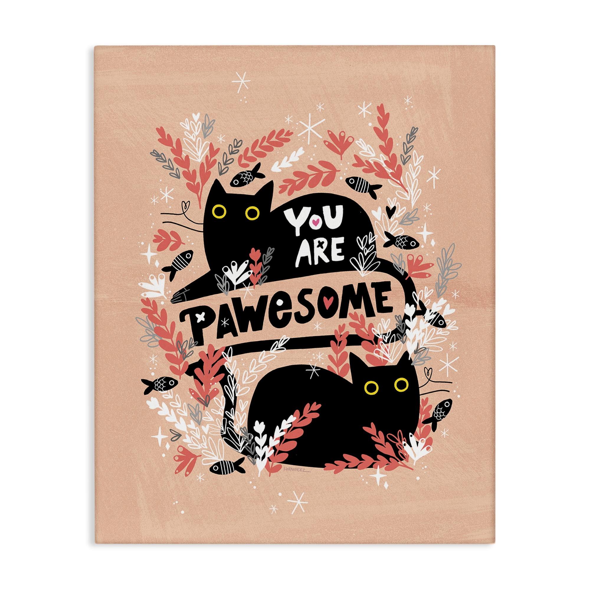 Stupell Industries You Are Pawesome Cats Animals Painting Wrapped Canvas Art Print Wall Art, 24 x 30