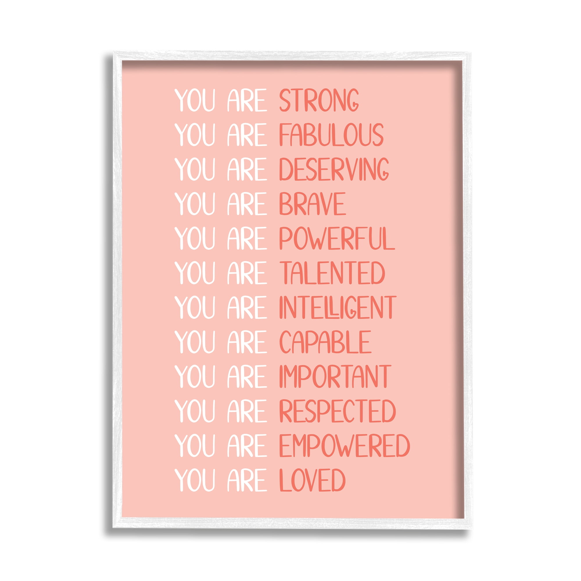 Stupell Industries You Are Positivity Phrases Pastel Pink Red Typography, 11 x 14, Designed by JJ Design House LLC