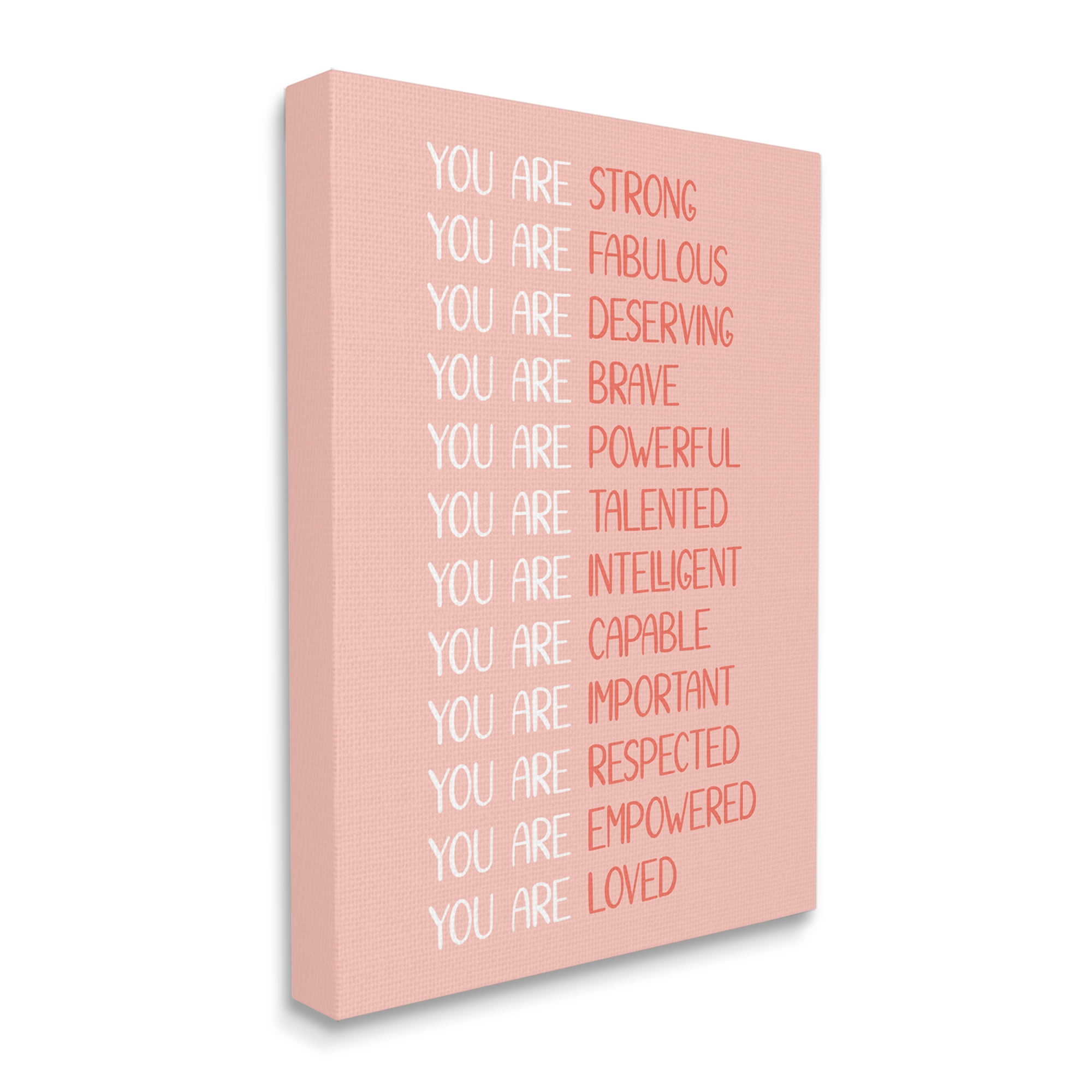 Stupell Industries You Are Positivity Phrases Pastel Pink Red Typography, 16 x 20, Designed by JJ Design House LLC