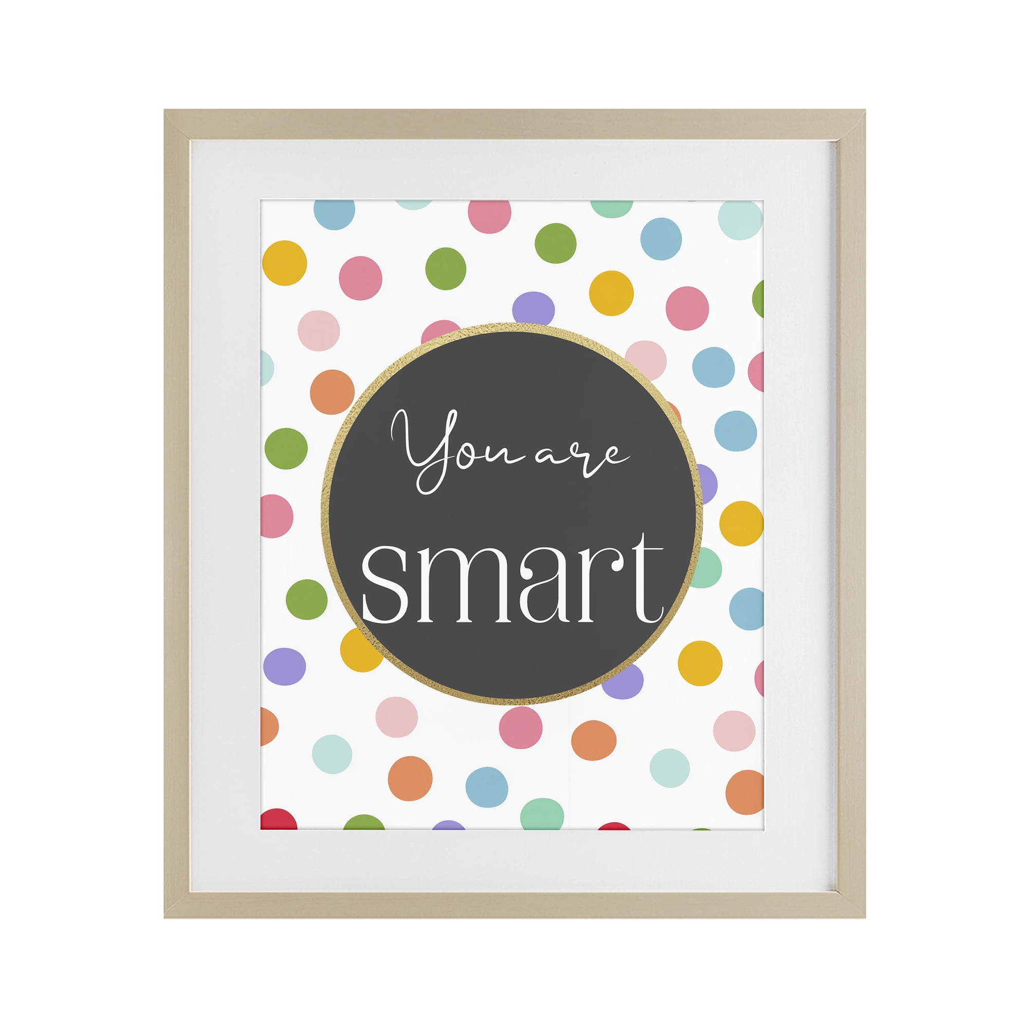 Stupell Industries You Are Smart Polka Dots Birch Framed Print Under Glass, design by Christine Simpson Art