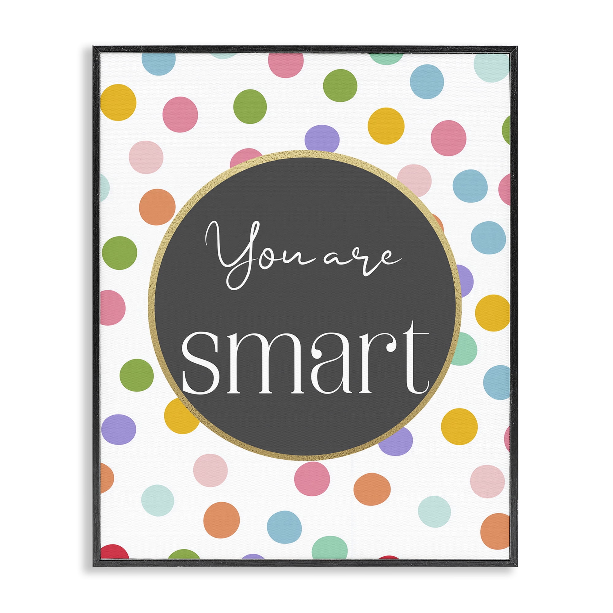 Stupell Industries You Are Smart Polka Dots Black Framed Giclee Art, design by Christine Simpson Art