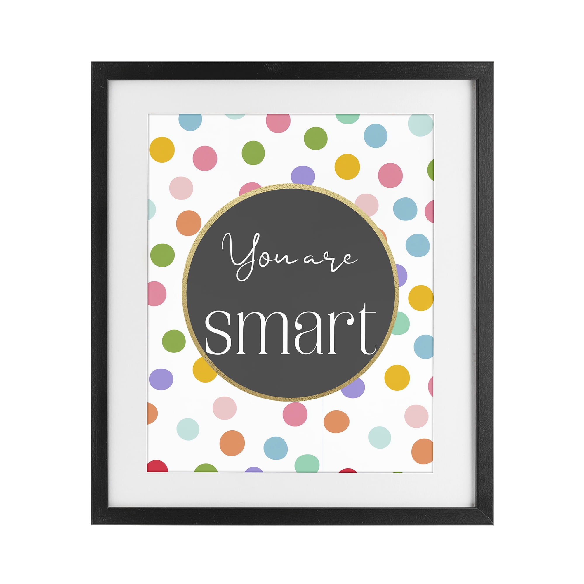 Stupell Industries You Are Smart Polka Dots Black Framed Print Under Glass, design by Christine Simpson Art