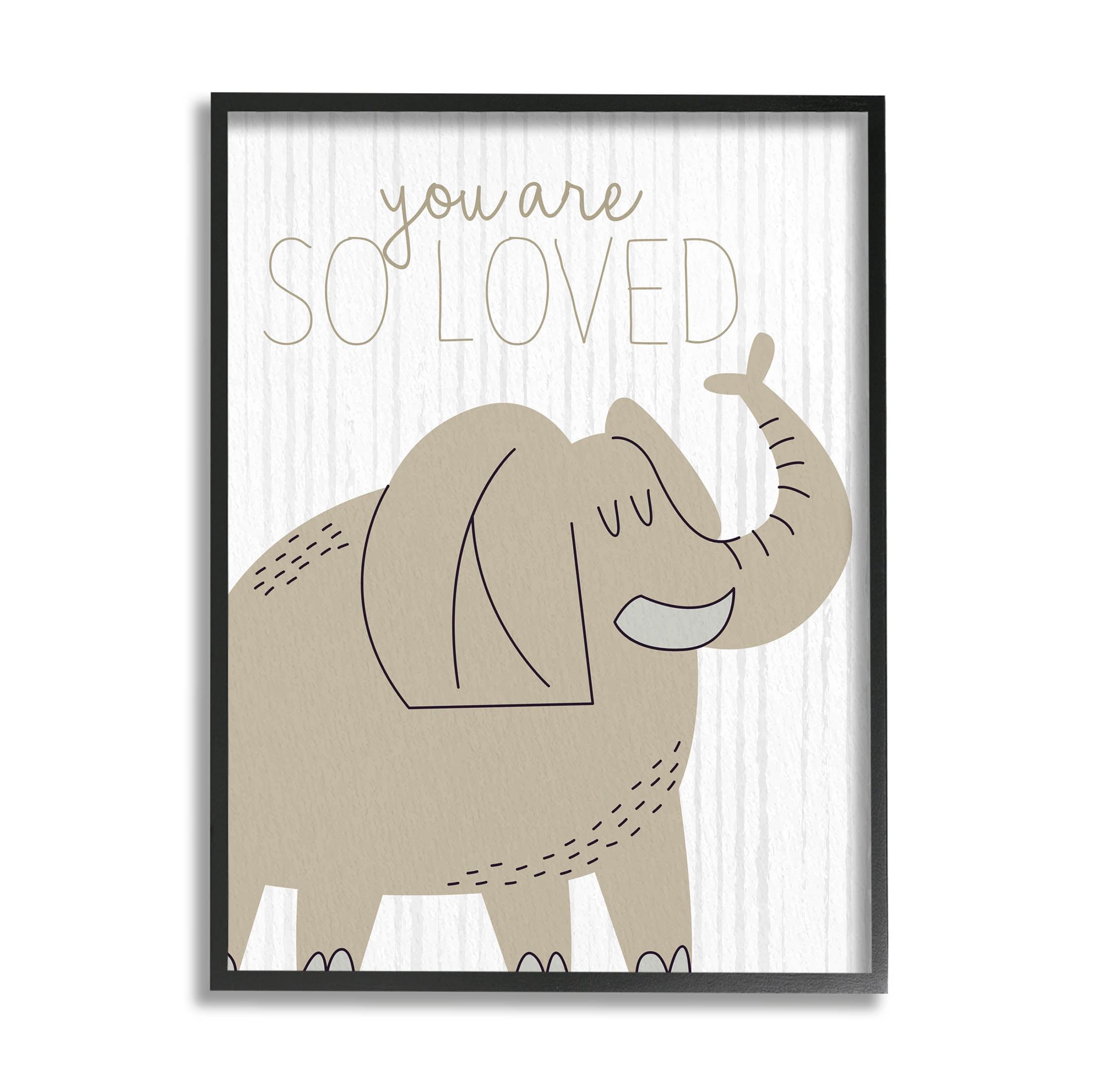 Stupell Industries You Are So Loved Elephant Graphic Art Black Framed Art Print Wall Art, Design by Kim Allen