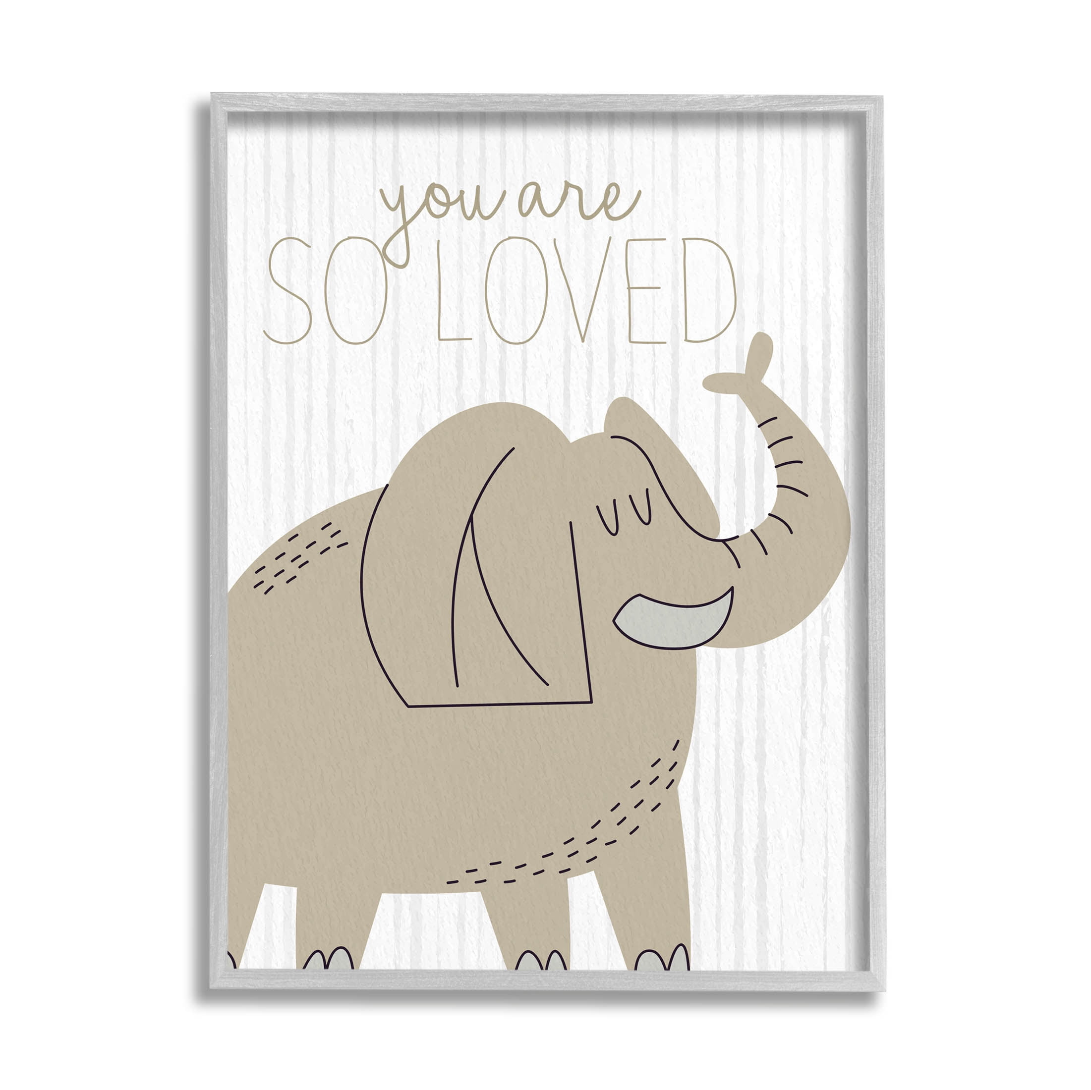 Stupell Industries You Are So Loved Elephant Graphic Art Gray Framed Art Print Wall Art, Design by Kim Allen