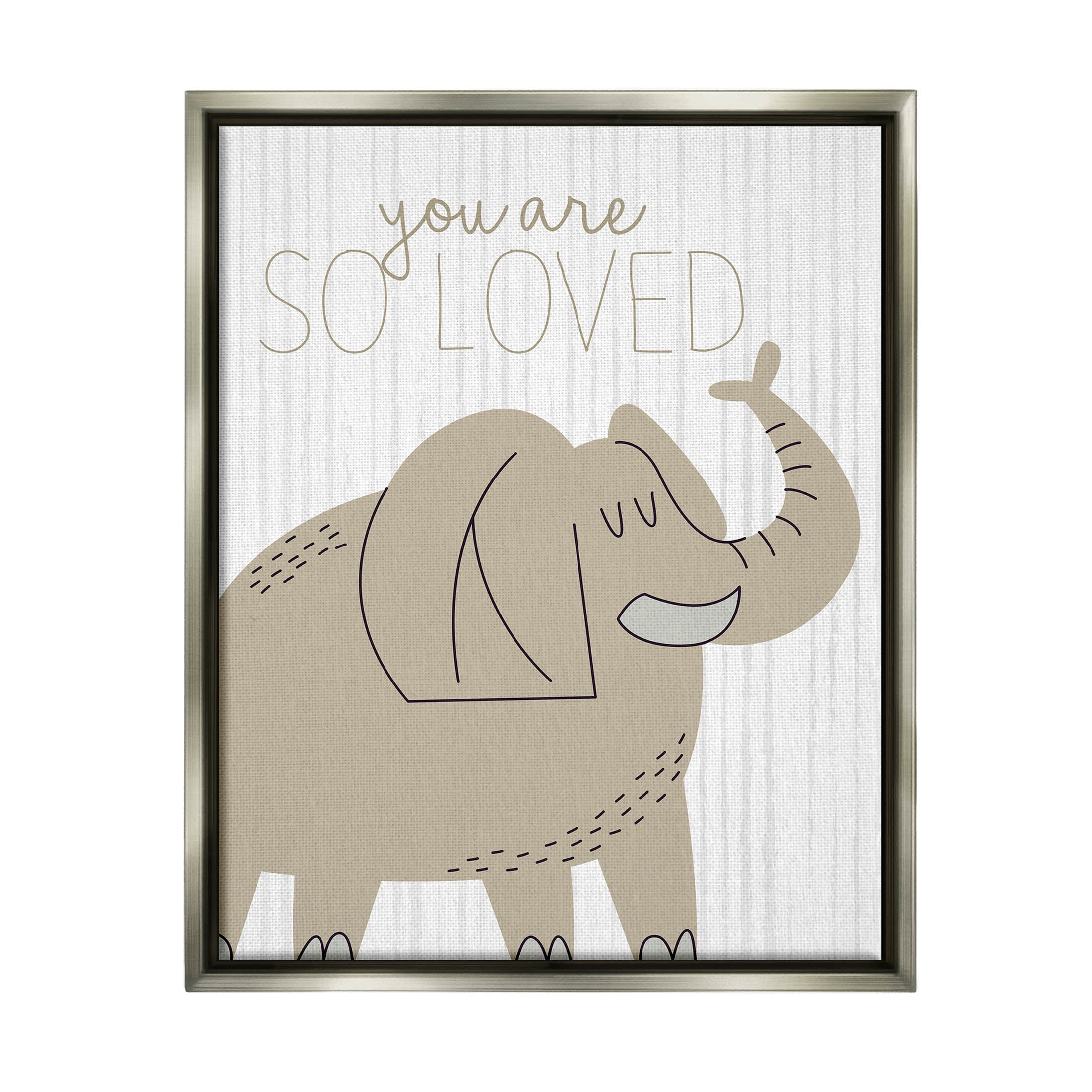 Stupell Industries You Are So Loved Elephant Graphic Art Luster Gray Floating Framed Canvas Print Wall Art, Design by Kim Allen