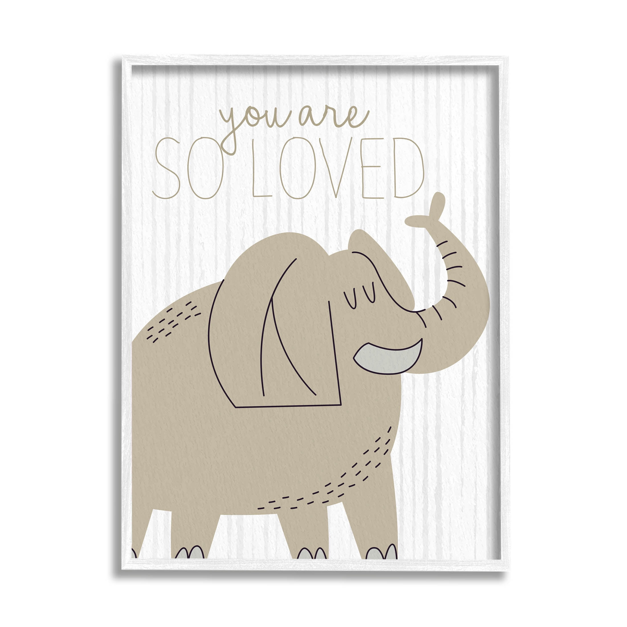 Stupell Industries You Are So Loved Elephant Graphic Art White Framed Art Print Wall Art, Design by Kim Allen